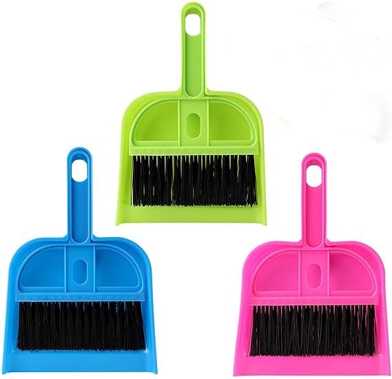 Krush Mini Dustpan and Brush Set - Compact Cleaning Tool for Laptops, Keyboards, Tables, Cars & Carpets | Small Plastic Dustpan with Broom | Ideal for Home, Office, Car & Pet Hair Cleaning (Multicolor, 1-Pack)
