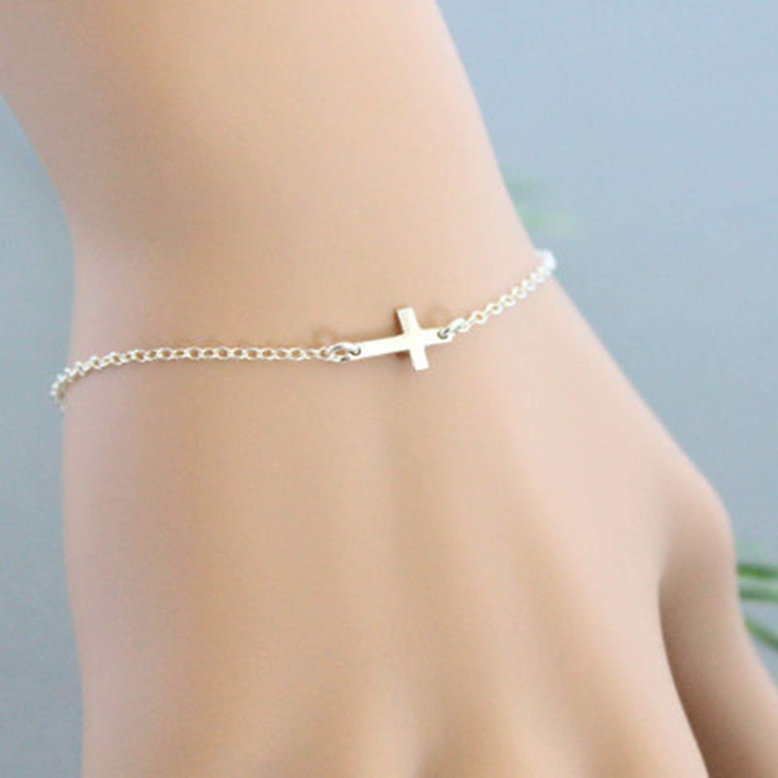 Yienate Boho Bracelet with Tiny Cross Hand Chain for Women & Girls - Stylish Layered Bracelet for Everyday Wear, Gift Giving & Boho Fashion Accessories