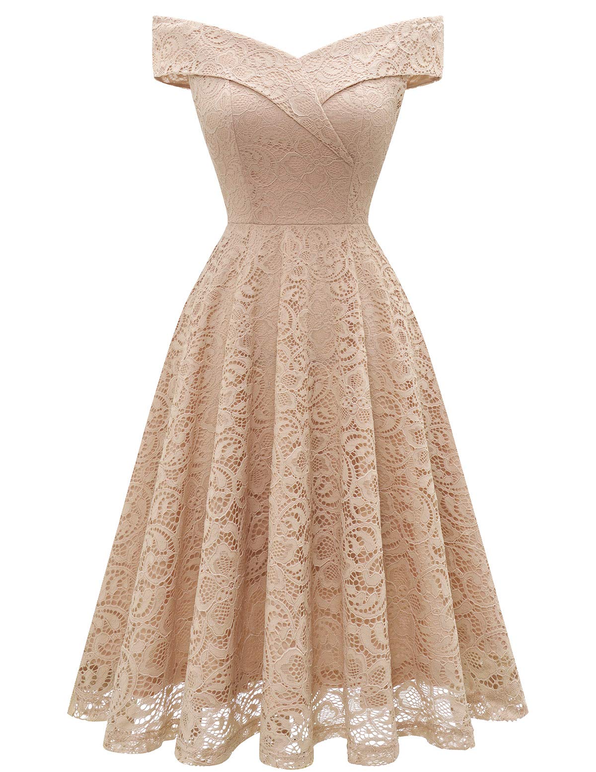 Elegant Floral Lace Off Shoulder High Low Hem Dress for Women - Perfect for Weddings, Cocktail Parties & Special Occasions