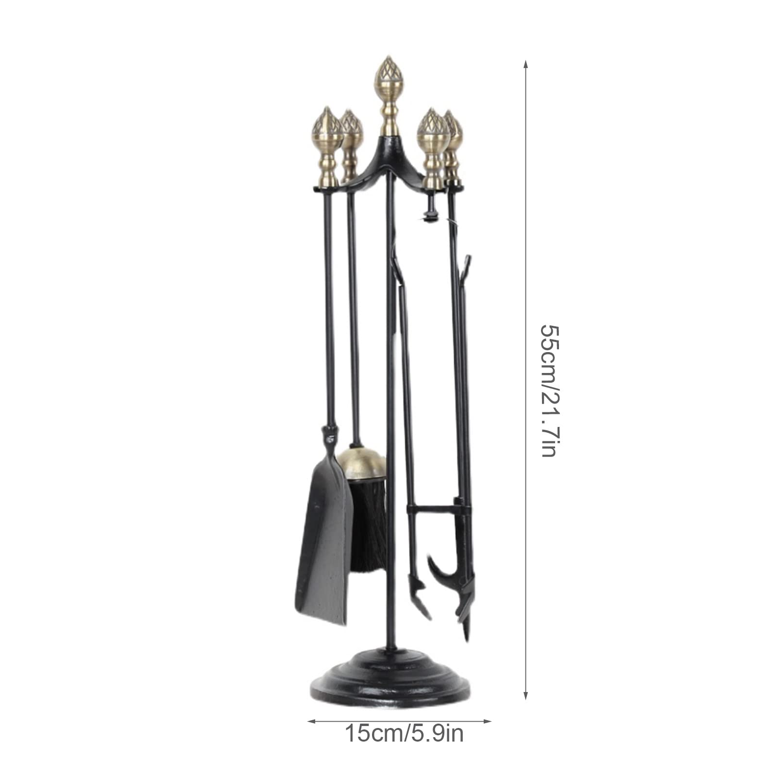 Wrought Iron Fireplace Tool Set - 5-Piece Indoor & Outdoor Use for Home