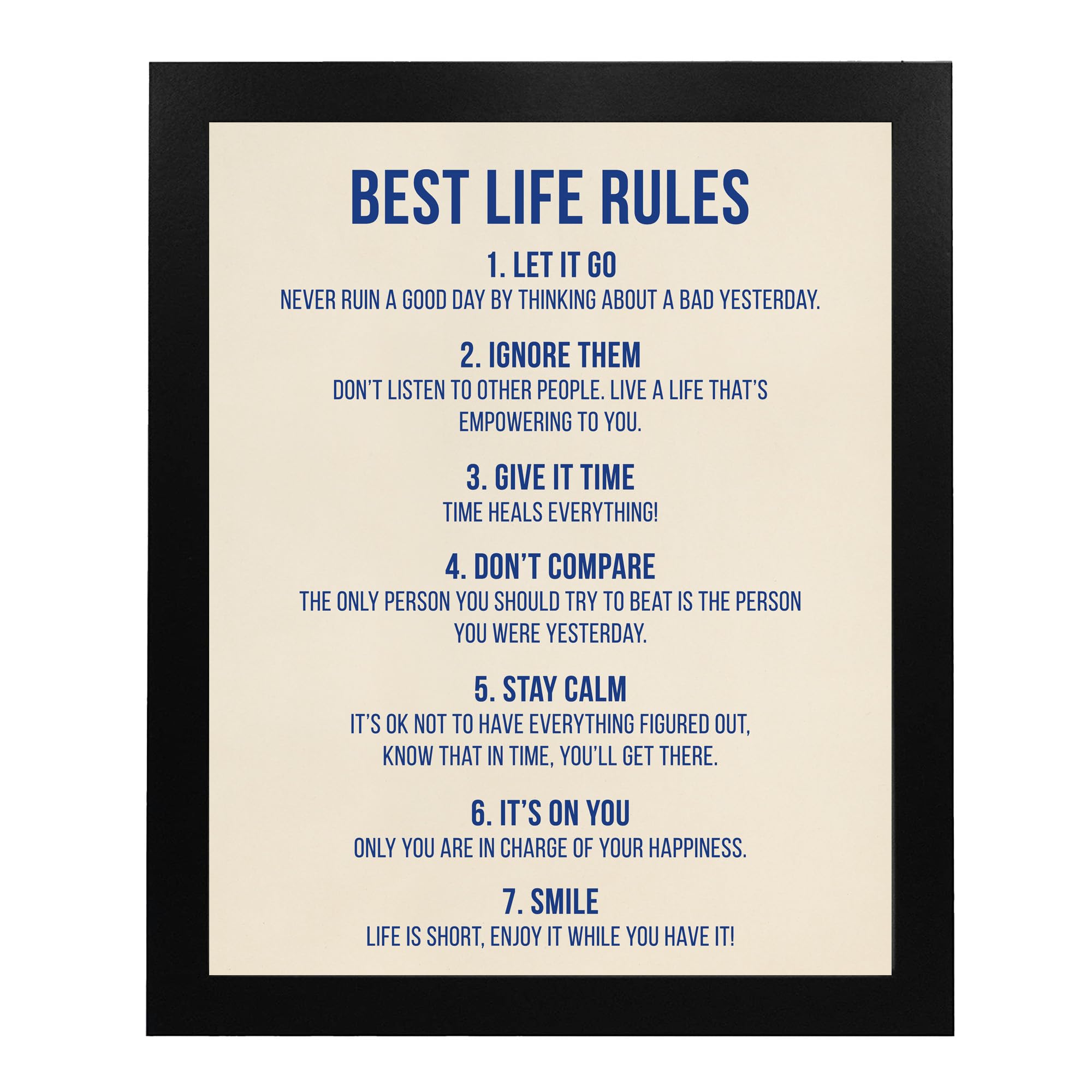 Best Life Rules - Motivational Wall Art Decor with Inspirational Quotes, Modern Typographic Design for Home, Office & Classroom (Unframed 11x14, Beige) - Perfect for Living Rooms, Workspaces & Study Areas