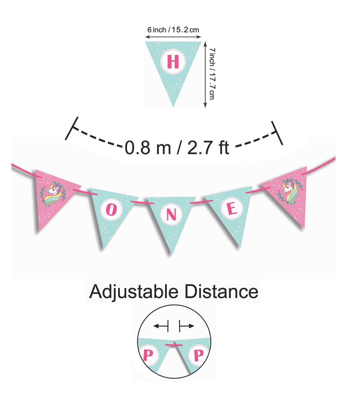 Pre-Strung 'I Am 1' Birthday Party Decorations - Unicorn Themed Pennant Banner for Boys - Perfect for 1st Birthday Celebrations, Baby Showers & Nursery Decor