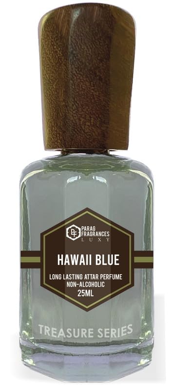 Hawaii Blue Attar by Parag Fragrances – 25ml Natural Long-Lasting Perfume Oil for Men | Alcohol-Free Fragrance for Pooja, Worship & Daily Wear | Treasure Series Ittar | Perfect for Special Occasions, Meditation & Personal Grooming