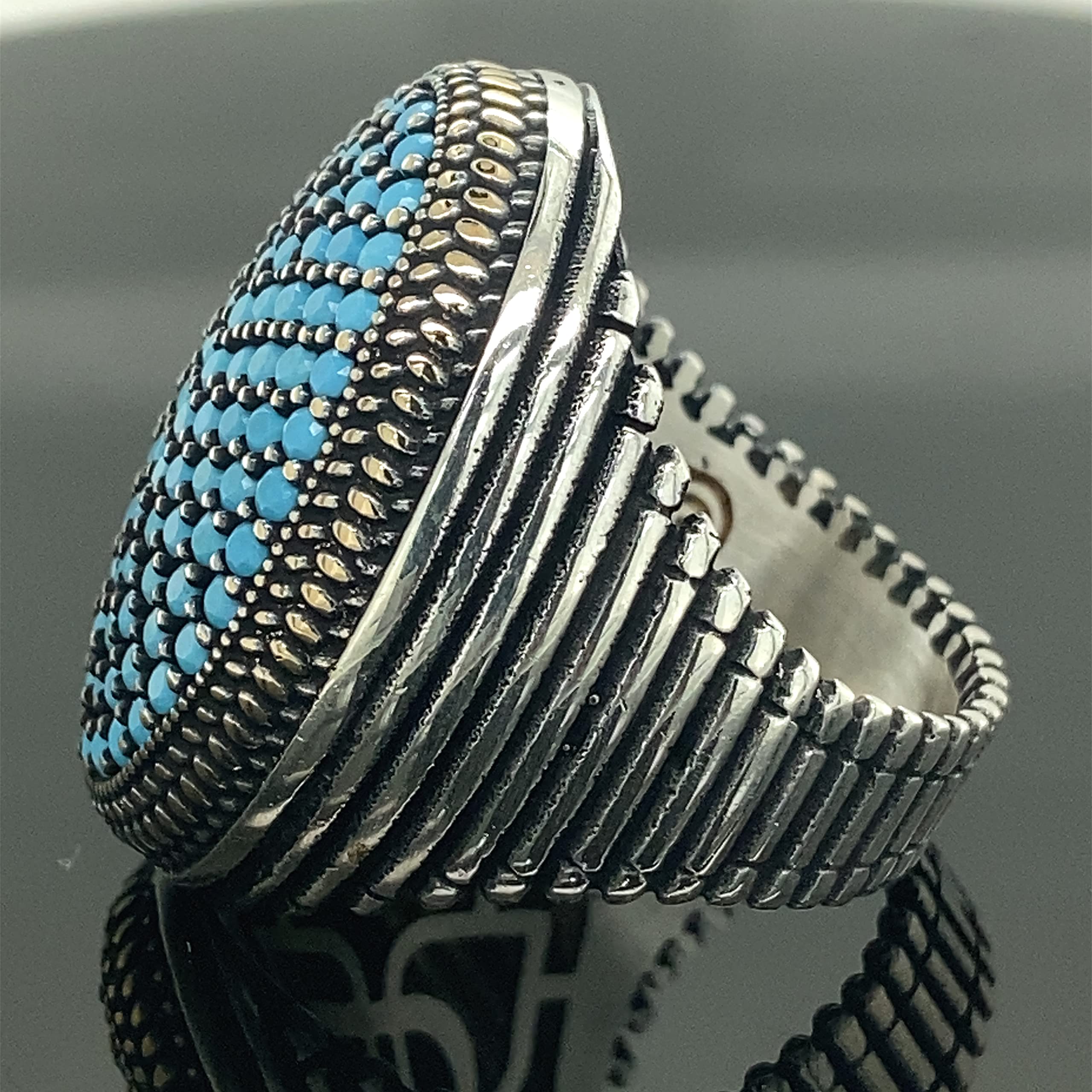 Handmade 925 Sterling Silver Turquoise Stone Ring - Ottoman Style Turkish Jewelry for Women, Gift for Her, Perfect for Weddings & Special Occasions