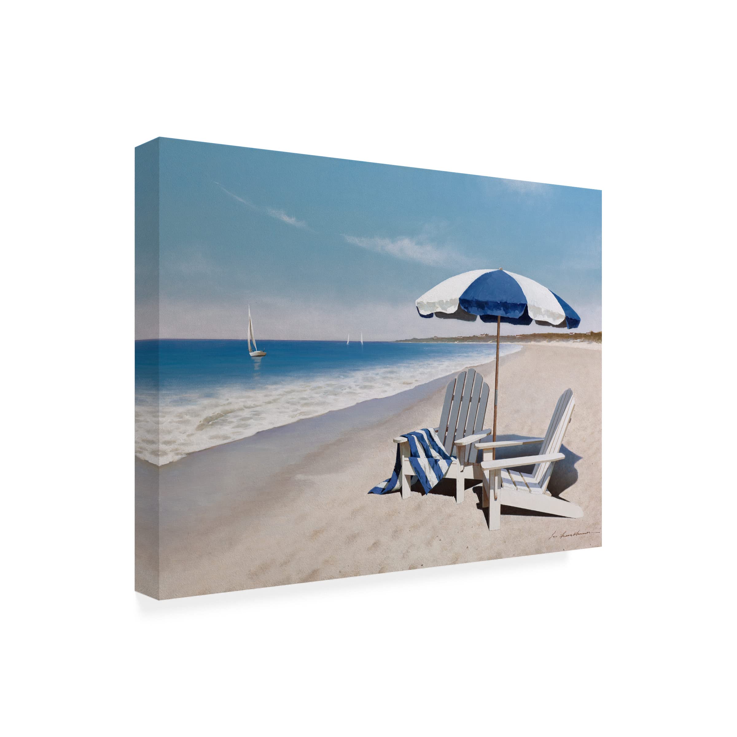 Trademark Fine Art 'Beach Bum' Canvas Wall Art by Zhen Huan Lu - Coastal Decor for Living Room, Bedroom & Beach House