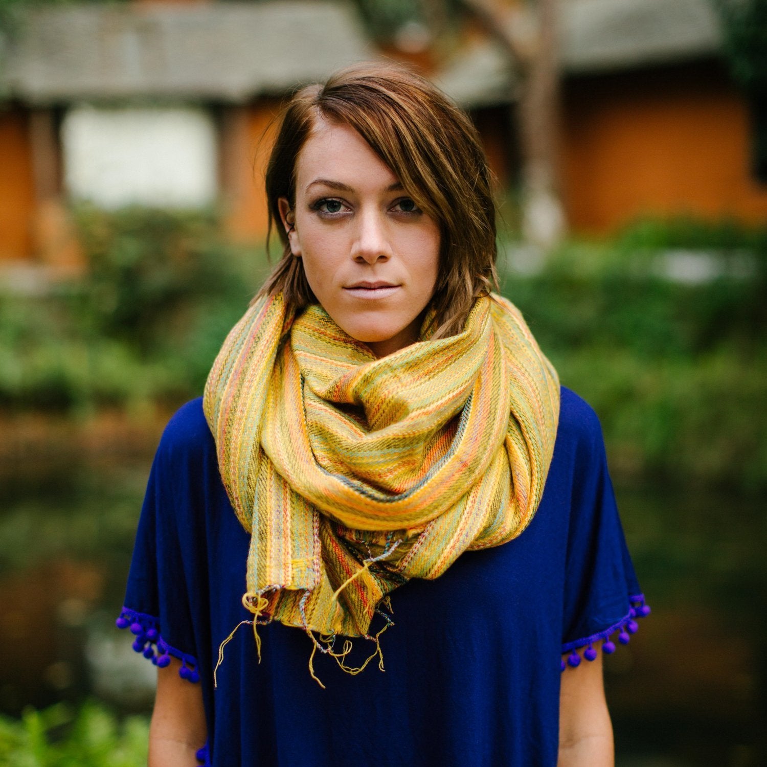 Hand Woven Yellow Striped Scarf - Soft Lightweight Fashion Accessory for Women & Men - Perfect for Winter, Fall, and Everyday Outfits
