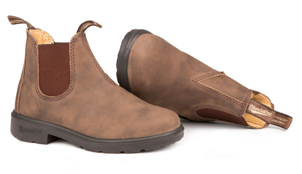 Blundstone Rustic Brown Kids' Boots - Waterproof Leather Chelsea Boots for Boys & Girls - Comfortable & Durable for School, Outdoor Play & Hiking