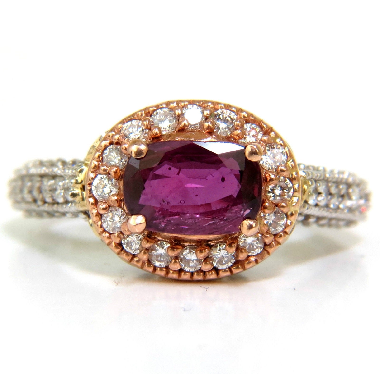 2.78CT Natural Fine Purple Red Ruby Diamond Ring in 14KT Gold (G/VS) – Elegant Jewelry for Weddings, Anniversaries & Special Occasions