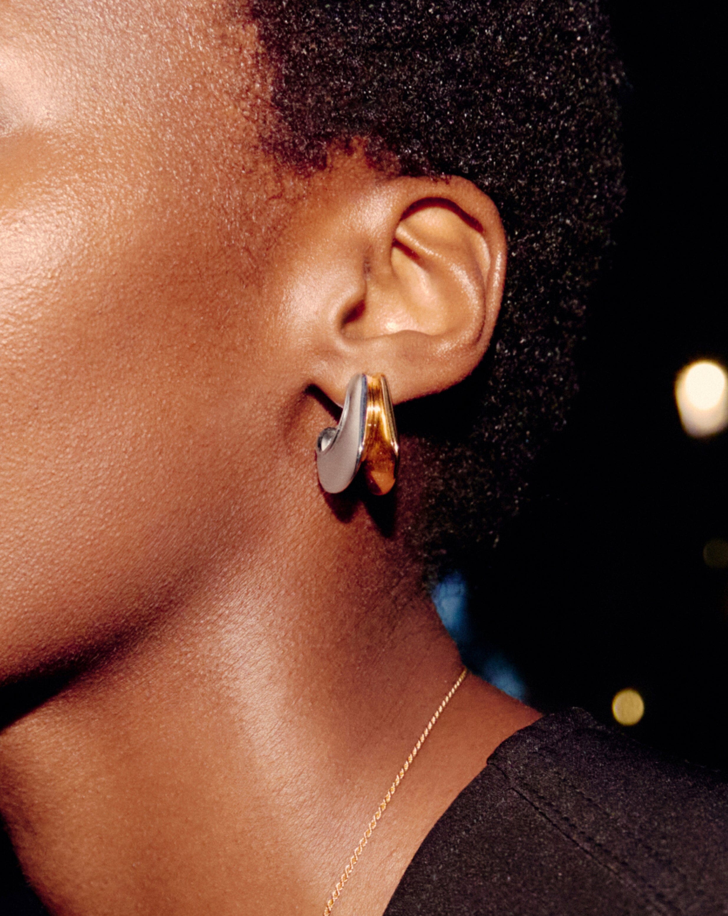 Hera Dome Double Ridge Medium Hoop Earrings - Mixed Metal Gold & Silver Jewelry for Women | Everyday Wear, Date Night & Special Occasions