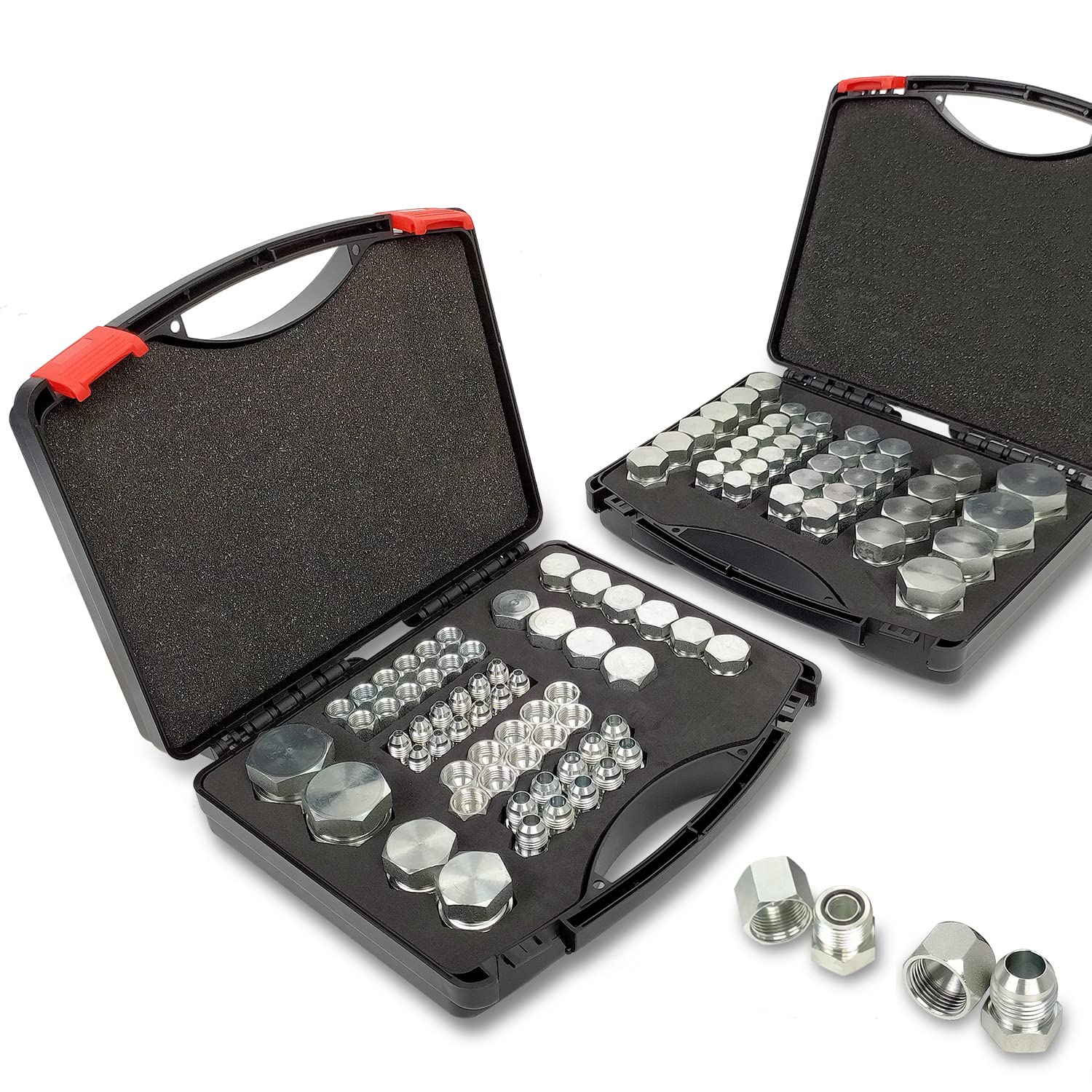 144-Piece JIC & ORFS Hydraulic Cap and Plug Kit - Industrial Hose, Tube & Pipe Fittings with Precision Threading (ORFS & 37° Dash Sizes 4,6,8,10,12,16) - Perfect for Hydraulic System Maintenance, Repair & Fluid Line Protection