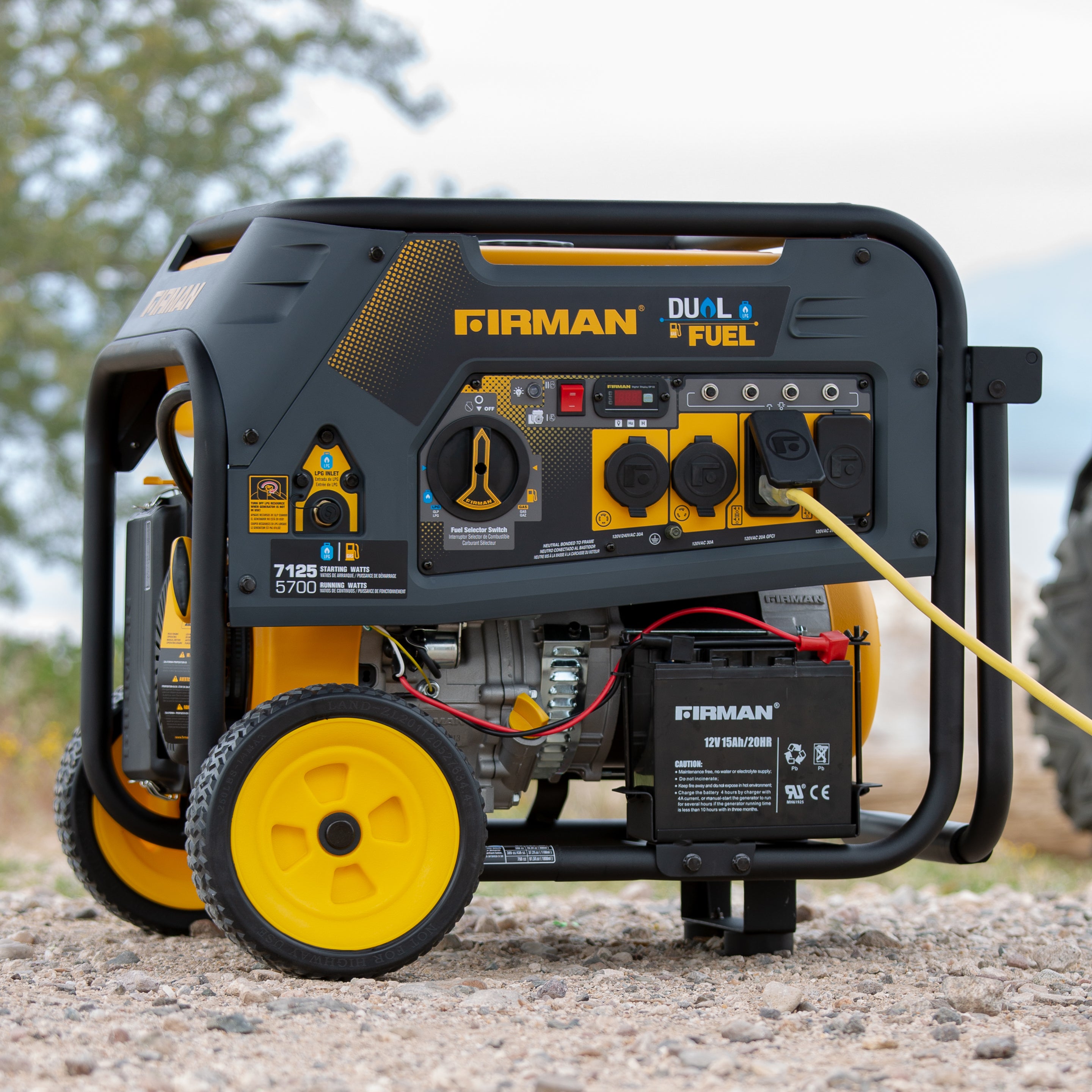Dual Fuel Portable Generator 5700W with Electric Start - 120V/240V Output for Camping, Home Backup & Outdoor Power Needs