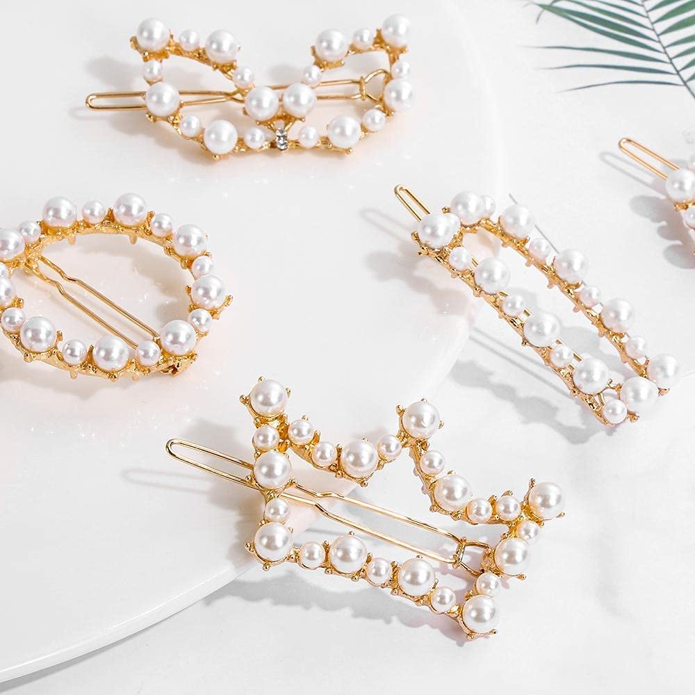 Stylish Metal Pearl Hair Clips for Women & Girls - Medium Size Hair Accessories - Perfect for Parties, Weddings & Everyday Wear