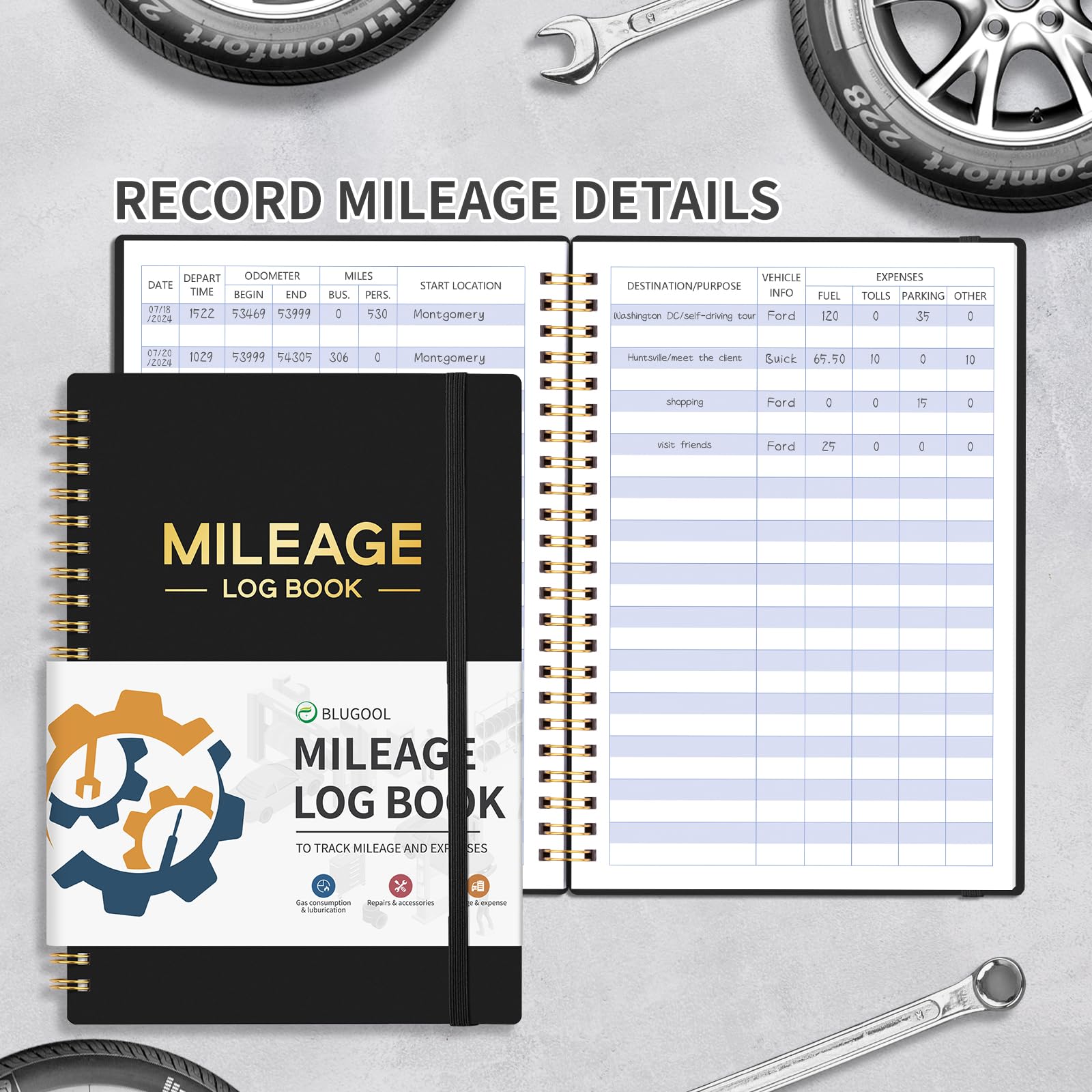 Auto Mileage Log Book for Car & Vehicle Maintenance - 6.1×8.4