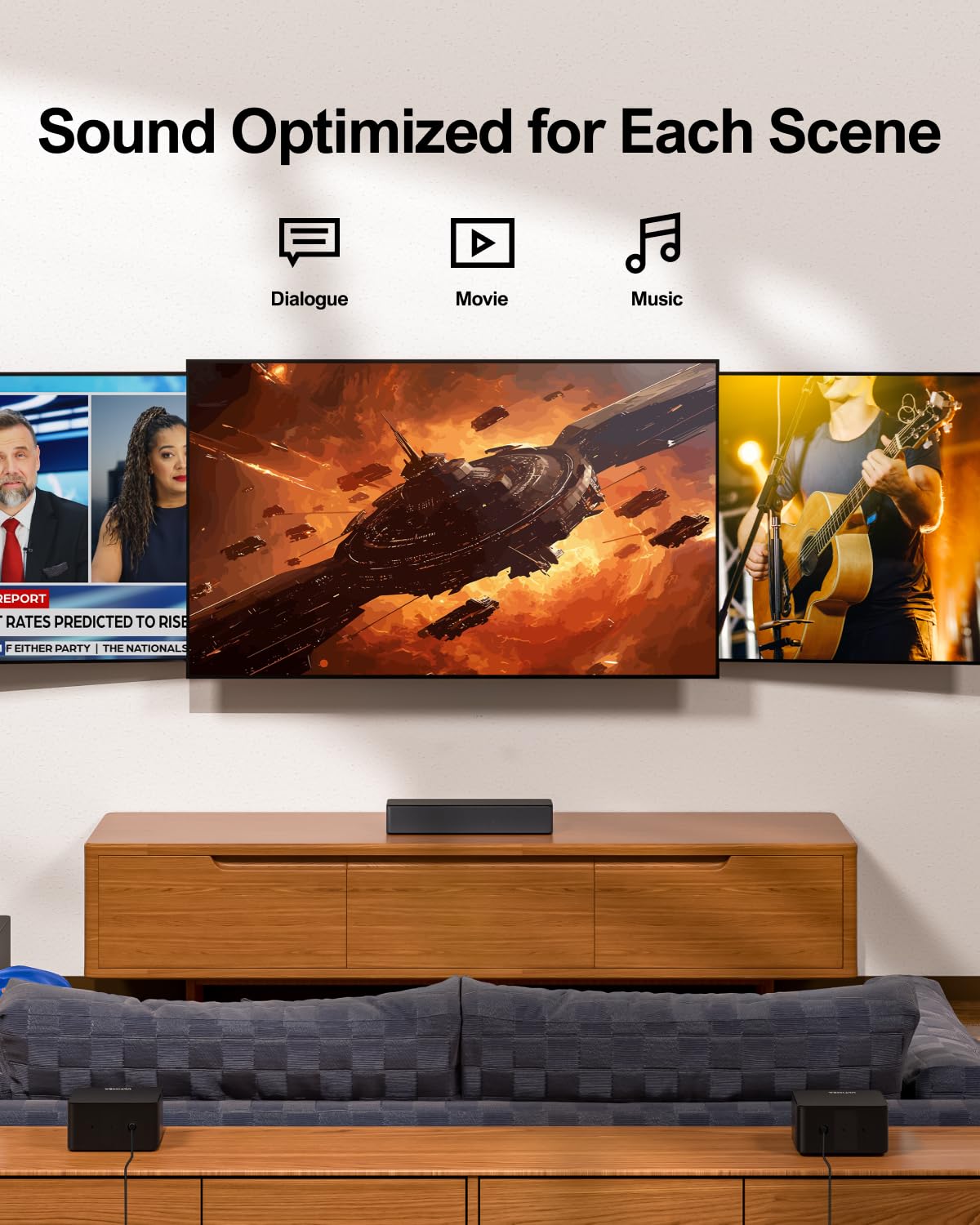 ULTIMEA 5.1 Dolby Atmos Sound Bar with 410W Peak Power, Subwoofer & Adjustable Surround Speakers for TV, Home Theatre System, Poseidon D60 – Perfect for Movie Nights & Gaming