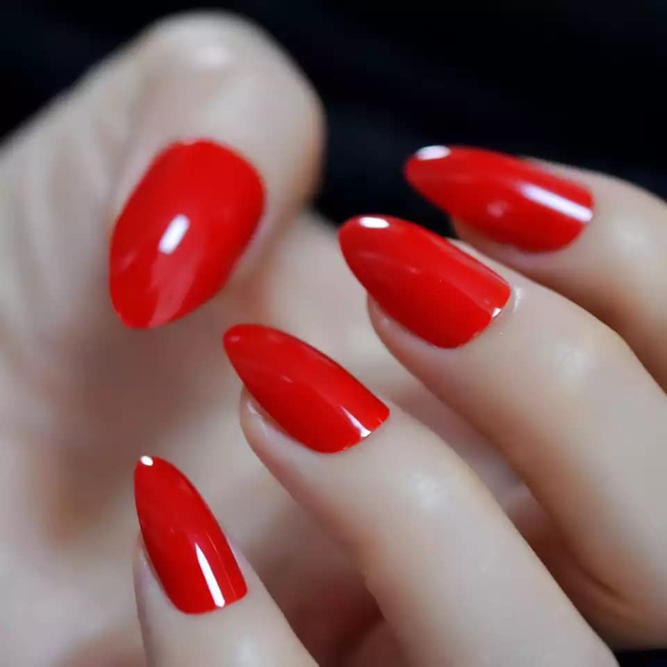 Long Almond Stiletto Press On Nails with Nail Glue - 24PCS Reusable Fake Nails Kit for Women, Hot Glam Acrylic Nails for Parties, Weddings & Special Occasions
