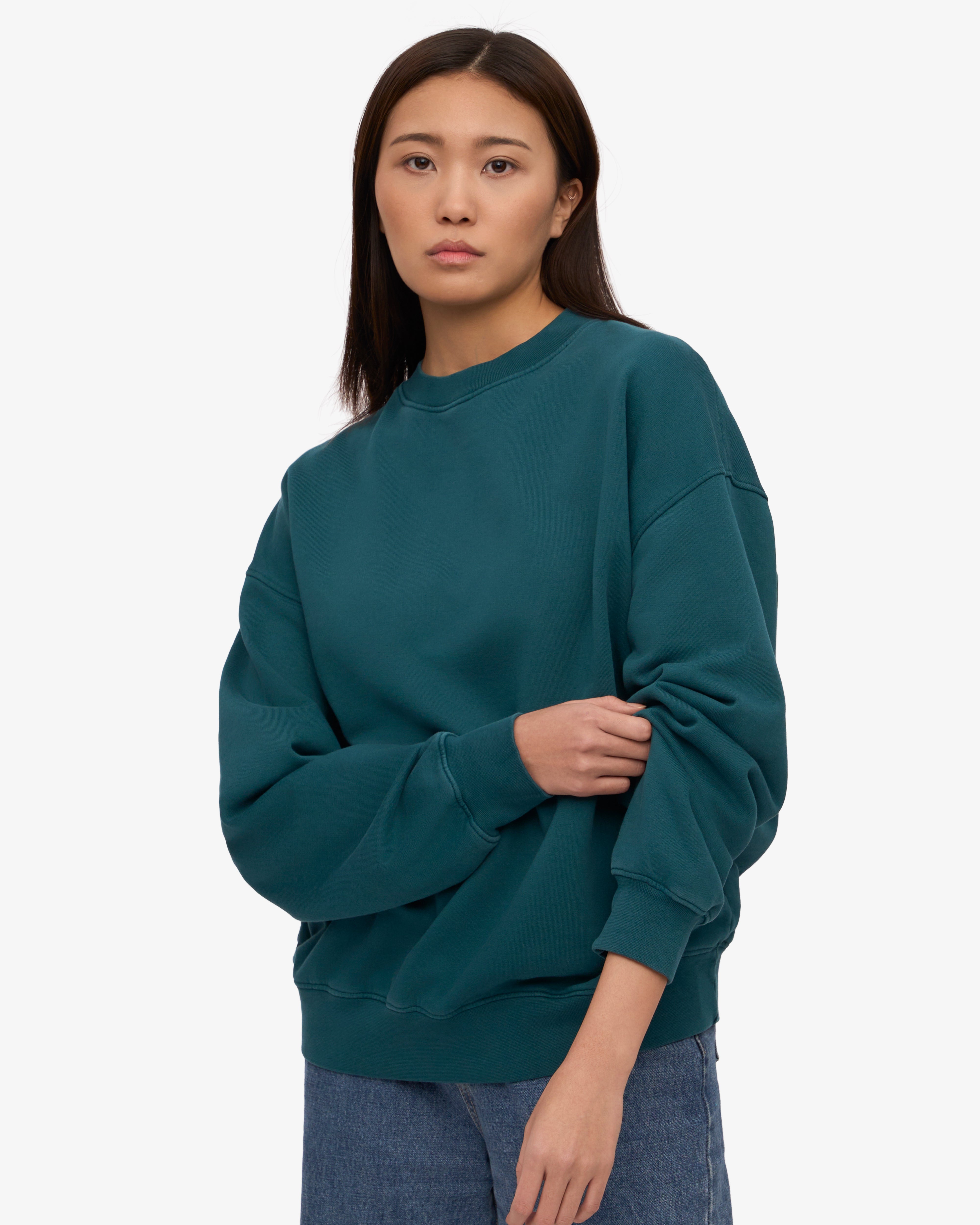 Organic Oversized Crewneck Sweatshirt - Soft & Comfortable Unisex Pullover in Ocean Green - Perfect for Casual Wear, Loungewear & Street Style