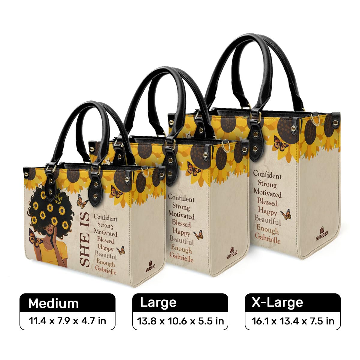 Custom Leather Handbag for African American Women - Unique Christmas Gift for Her - Perfect for Work, Parties & Special Occasions