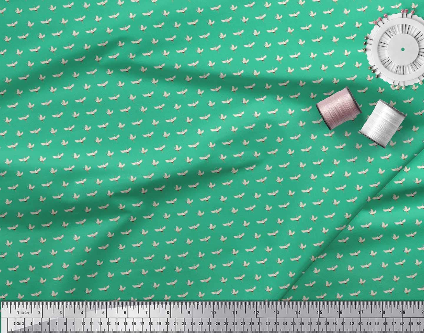 Soimoi Moss Georgette Brown Fabric by The Yard - 42 Inch Wide Printed Fabric with Delicate Stork Bird Design for Dresses, Scarves & Home Decor | Lightweight Elegant Material for Sewing Projects