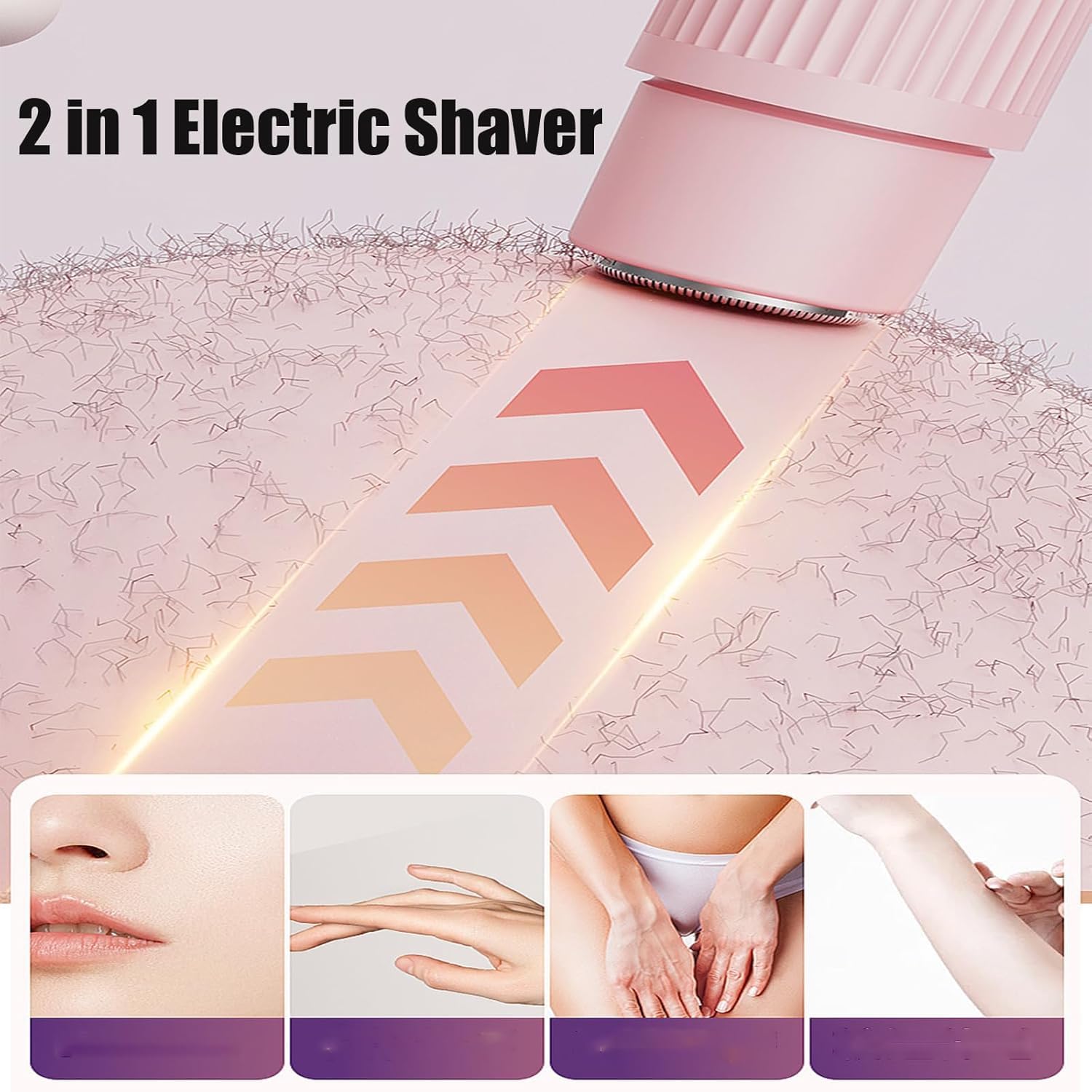 Allalonga 7-in-1 Electric Shaver for Women - 2-in-1 Wet & Dry Hair Removal with 3 Attachments - Painless Bikini & Body Shaver (Purple) - Perfect for Travel, Gym & Sensitive Skin Care