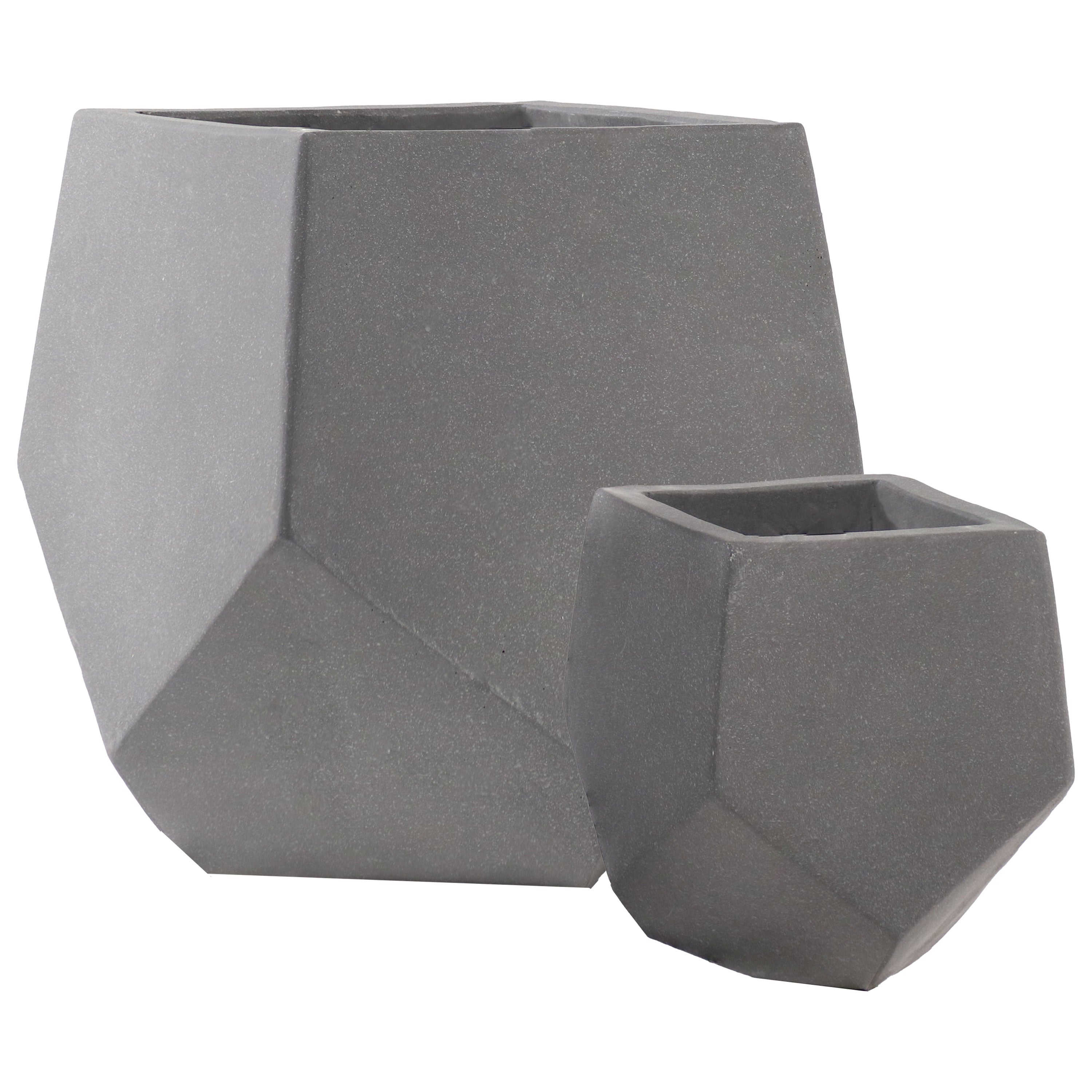 Sunnydaze Outdoor Concrete Planter Set - Modern Moondust Gray Garden Planters for Patio, Porch & Backyard - Durable Weather-Resistant Decor for Flowers, Succulents & Herbs