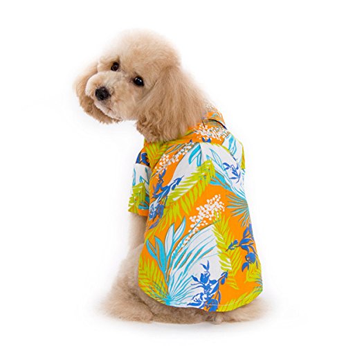 Dogo Tropical Island Dog Shirt - Orange Hawaiian Shirt for Small Dogs - Perfect for Beach, Vacation & Summer Outfits