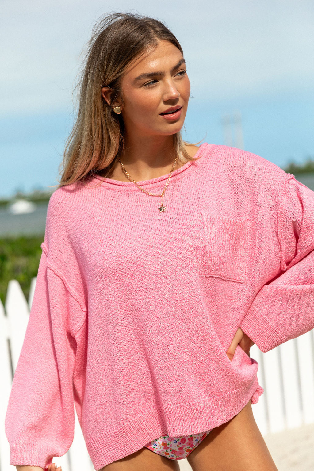Tell Me Everything Cotton Candy Oversized Pocketed Lightweight Sweater for Women | Cozy & Stylish Pullover | Perfect for Casual Outfits, Layering & Fall Fashion | FINAL SALE