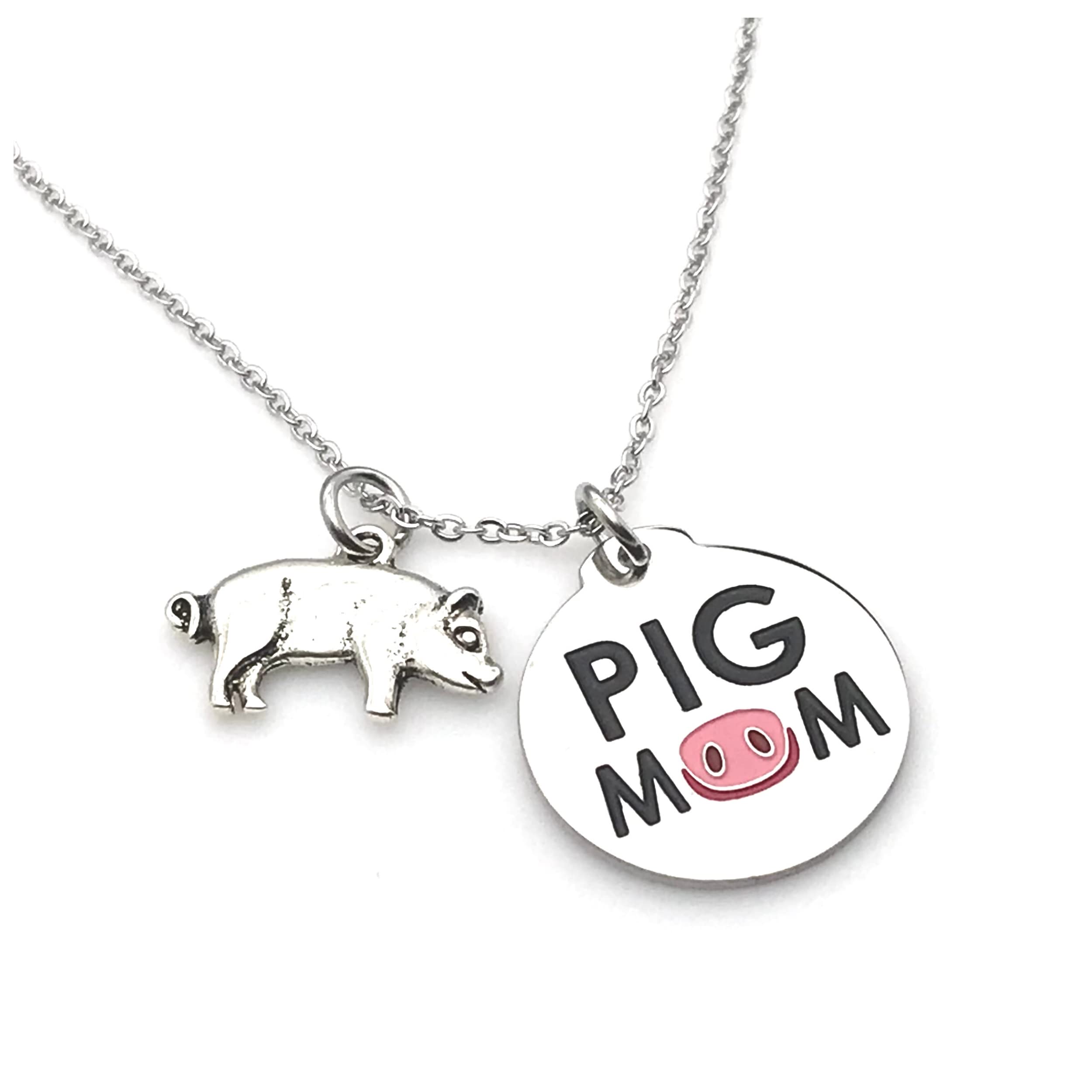 Pig Mom Necklace - Piggy Charm 18
