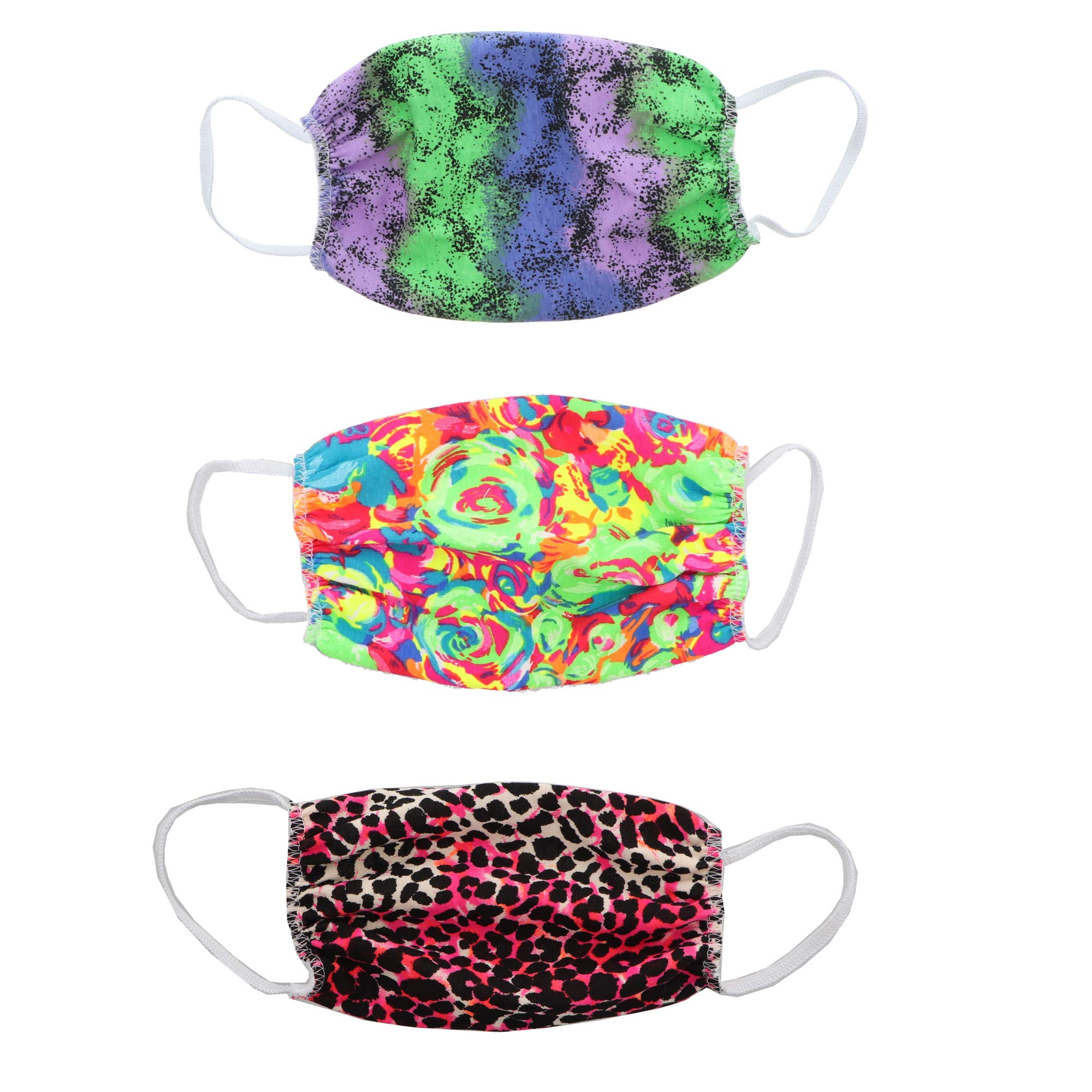 2-Ply Reusable Cotton Face Masks - Washable 3-Pack with Assorted Prints - Made in USA - Perfect for Travel, Work & Daily Protection