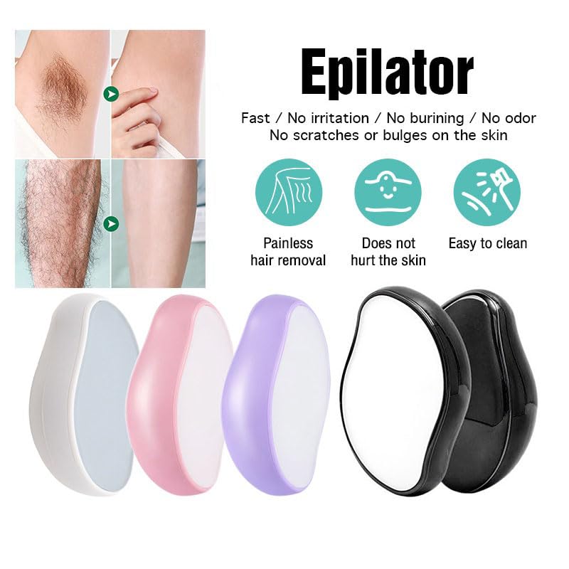 Crystal Physical Hair Removal Eraser - Painless Epilator for Smooth Skin, Glass Quick Hair Remover Device for Root Exfoliation | Perfect for Face, Legs, Bikini Line & Sensitive Areas at Home