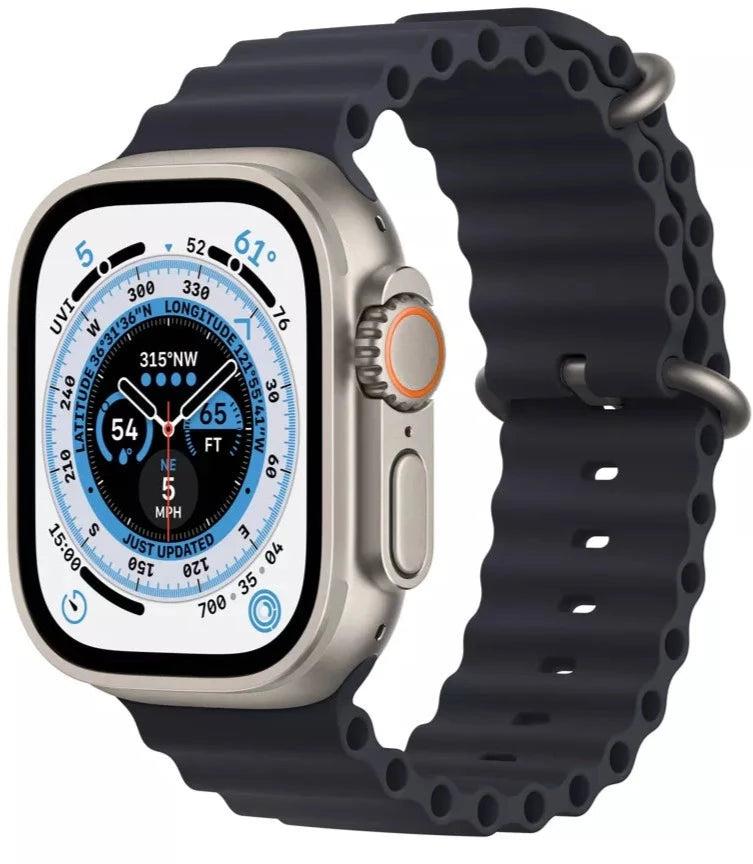 Apple Watch Ultra 49mm (GPS + Cellular) Titanium Case with Midnight Band - MQET3LL/A | Smartwatch for Fitness Tracking, Outdoor Adventures & Daily Use