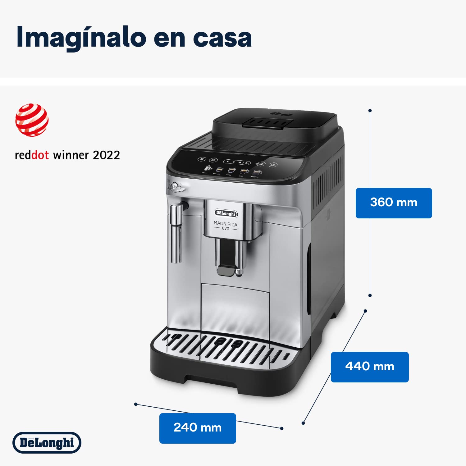 De'Longhi Magnifica Evo Fully Automatic Coffee Machine for Espresso & Cappuccino - ECAM292.33.SB Silver, 4 Custom Recipes, 15 Bar Pressure - Perfect for Home & Office Coffee Brewing