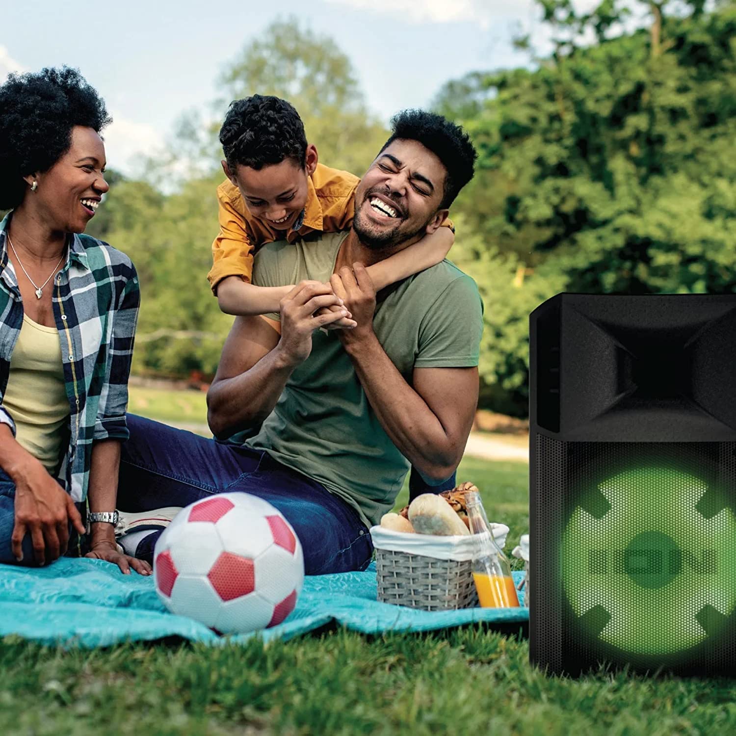 ION Audio Power Glow 300 Portable Bluetooth Speaker with LED Lights - 300W Rechargeable Battery-Powered Sound System with Built-in Handles & Wheels (Renewed) - Perfect for Outdoor Parties, Camping & Home Entertainment