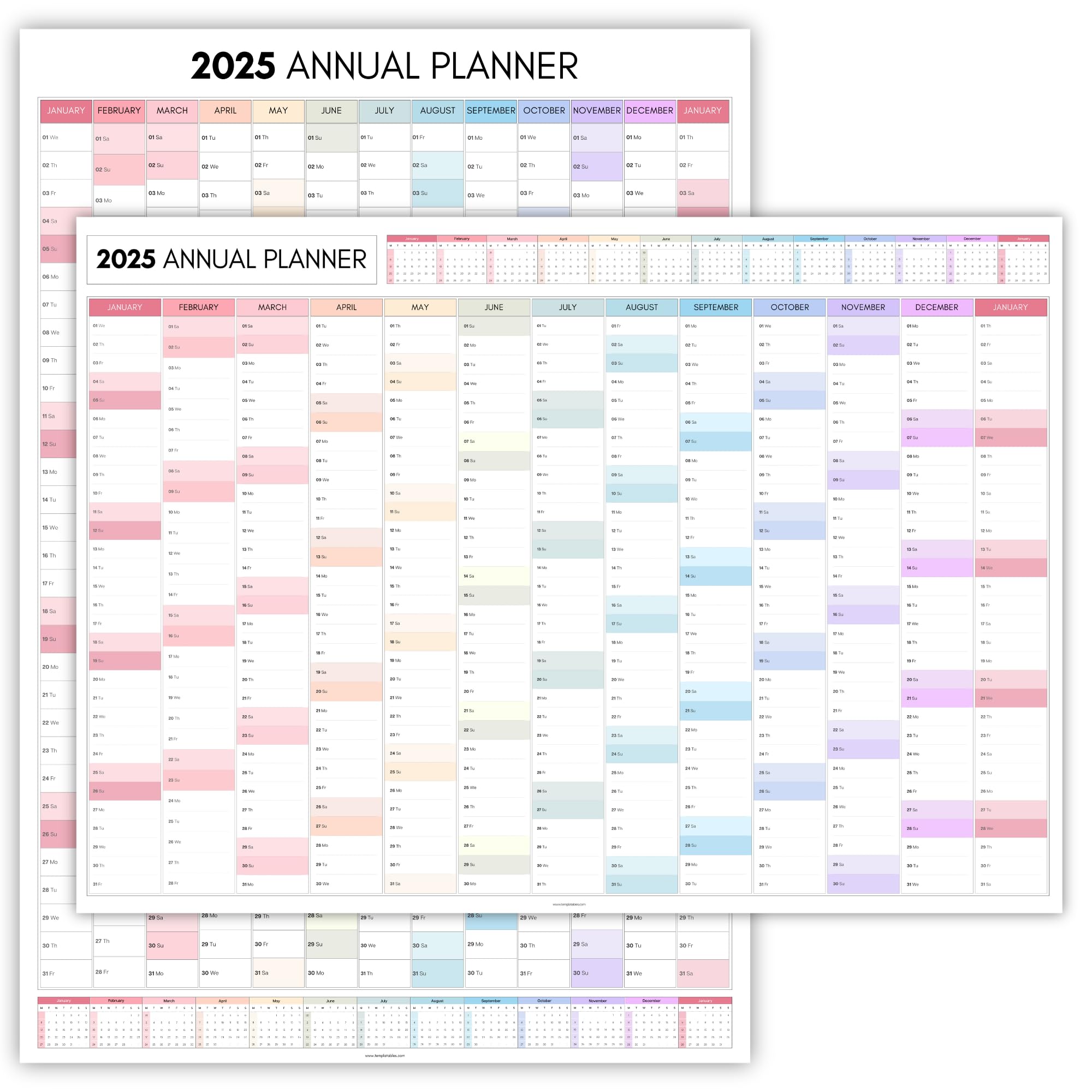 2025 Monthly Wall Planner - Large A1 Size (84cm x 59cm) | Double Sided Rainbow Calendar | Yearly Organizer for Office, School & Home | Colorful Foldable Wall Calendar | Perfect for Planning, Scheduling & Productivity
