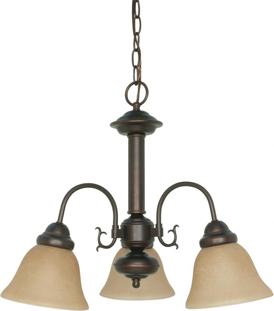 Nuvo 60/1252 Three Light Chandelier - 20 Inch Bronze/Dark Finish - Elegant Dining Room & Bedroom Lighting Fixture