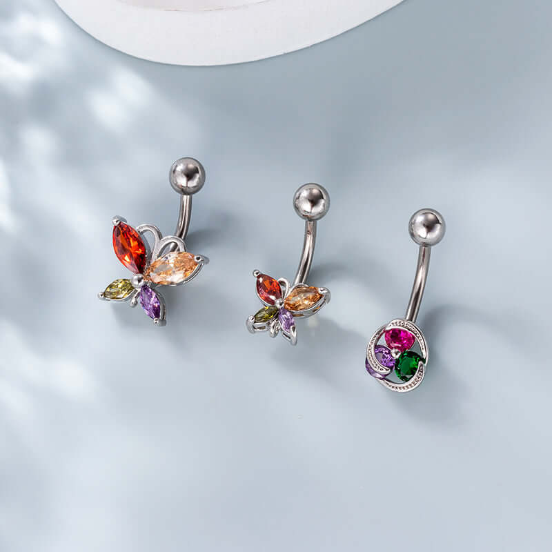 14G Surgical Steel Navel Ring - Sparkling Belly Button Piercing Jewelry for Women | Perfect for Everyday Wear, Parties & Body Piercing Collection | HSPJ748