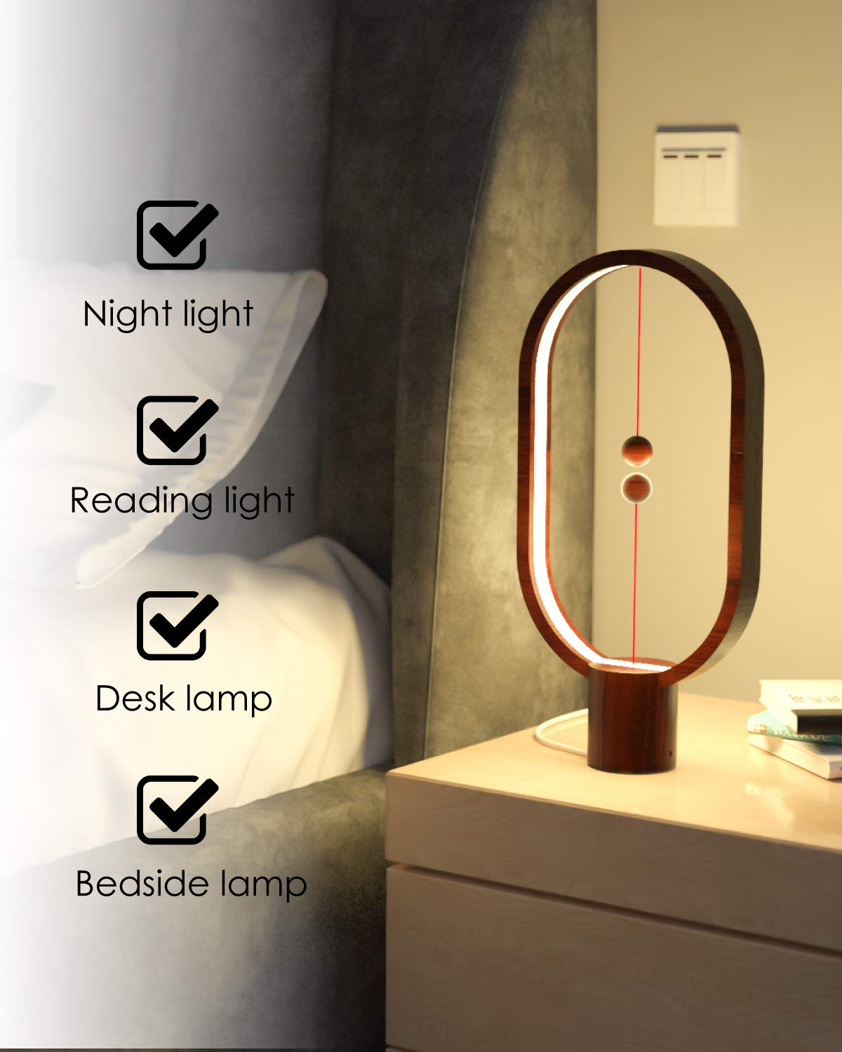 Heng Balance LED Table Lamp - USB Powered, Mid-Air Switch, Eye-Care Warm Light for Office & Home Decor | Modern Desk Lamp with Contemporary Soft Lighting (Wyoming White) - Perfect for Reading, Working & Creating Cozy Atmosphere