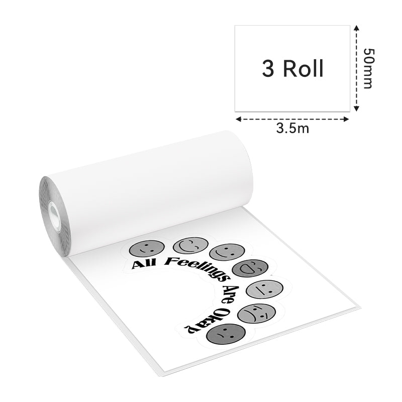 Phomemo 53mm Thermal Sticker Paper Rolls - White/Transparent/Silver - Compatible with M02/M02S/M02Pro/M03/M04S/M04AS/M832/P2S3 - Perfect for Shipping Labels, Receipts & Barcode Printing