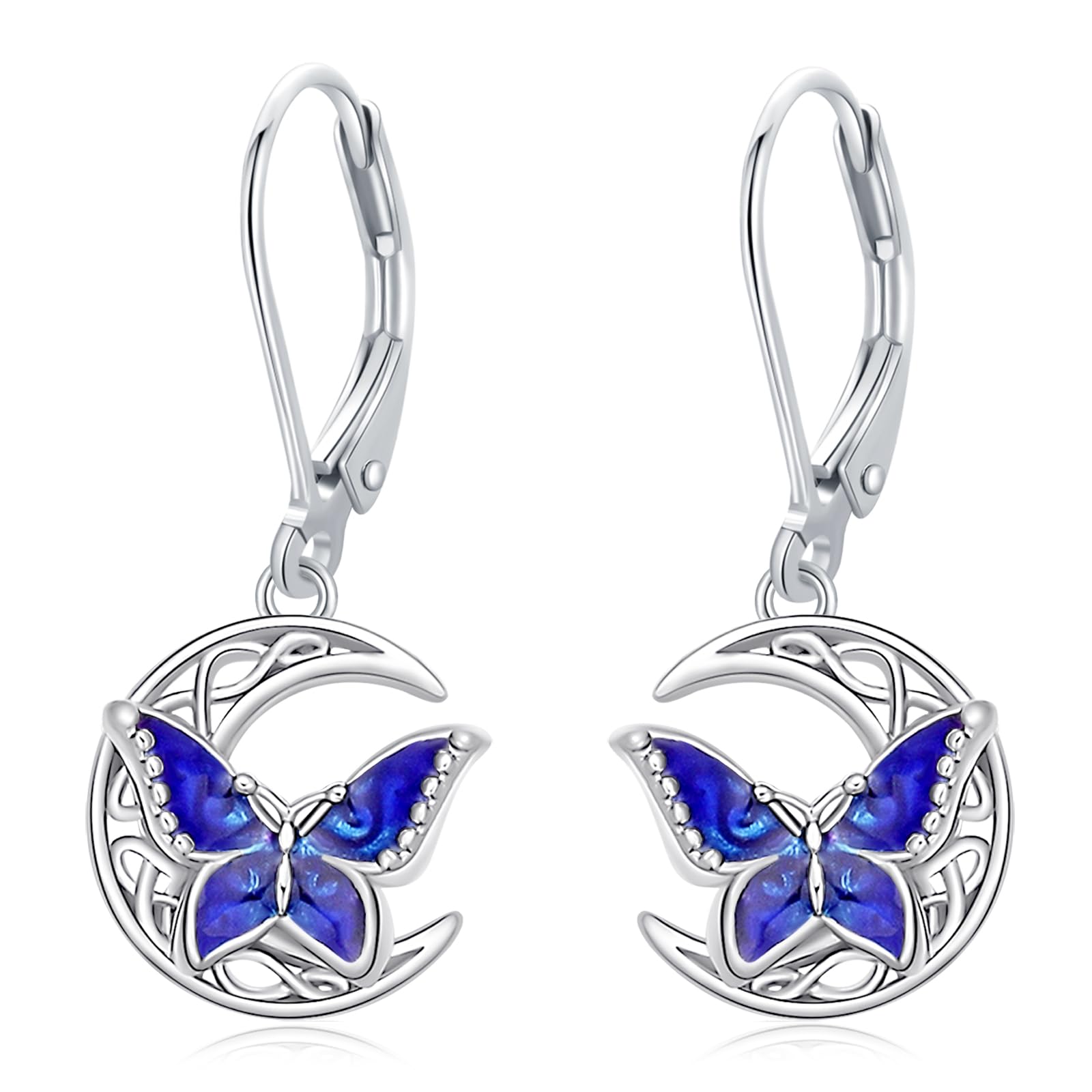 925 Sterling Silver Hypoallergenic Moonstone Dangle Earrings - Dragonfly, Butterfly, Hummingbird, Bee & Bat Leverback Designs | Animal Jewelry Gifts for Women | Perfect for Birthdays, Anniversaries & Everyday Wear