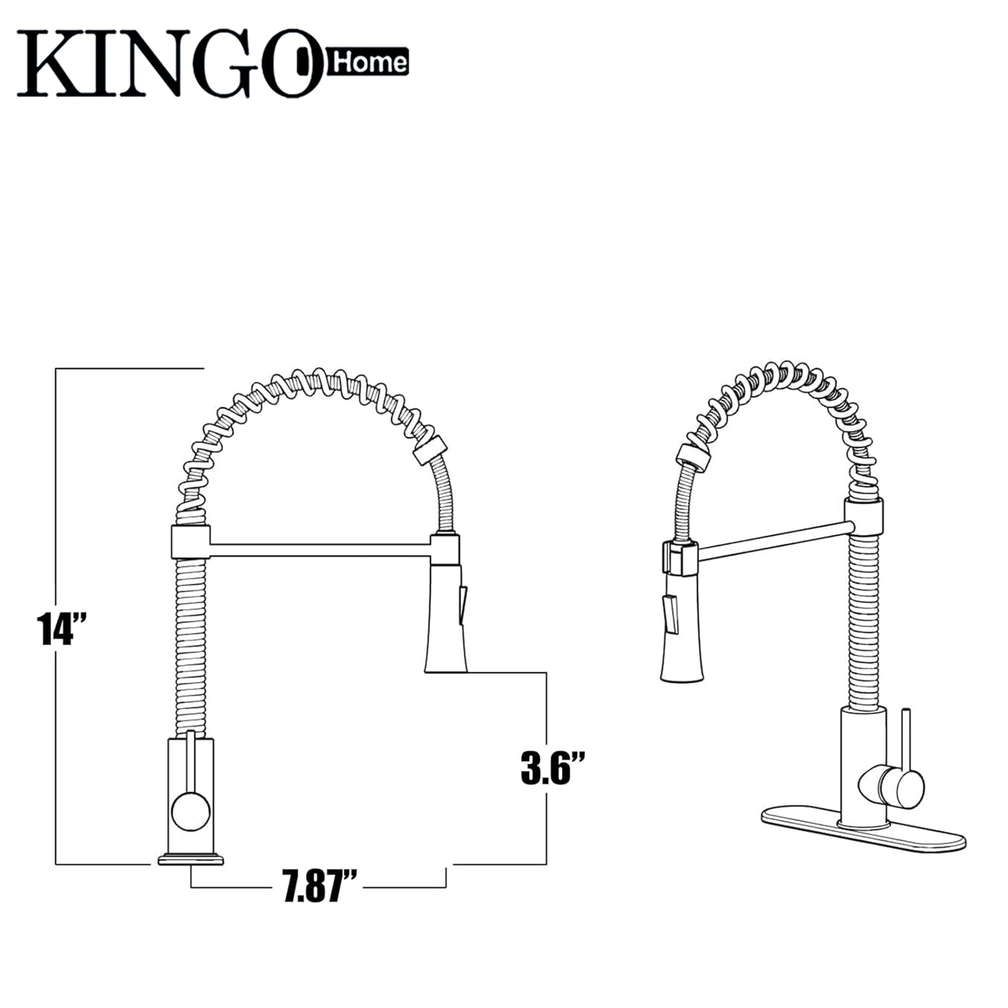 Stainless Steel Pull Down Kitchen Faucet - Single Handle Spring Sprayer for Farmhouse & Commercial Use
