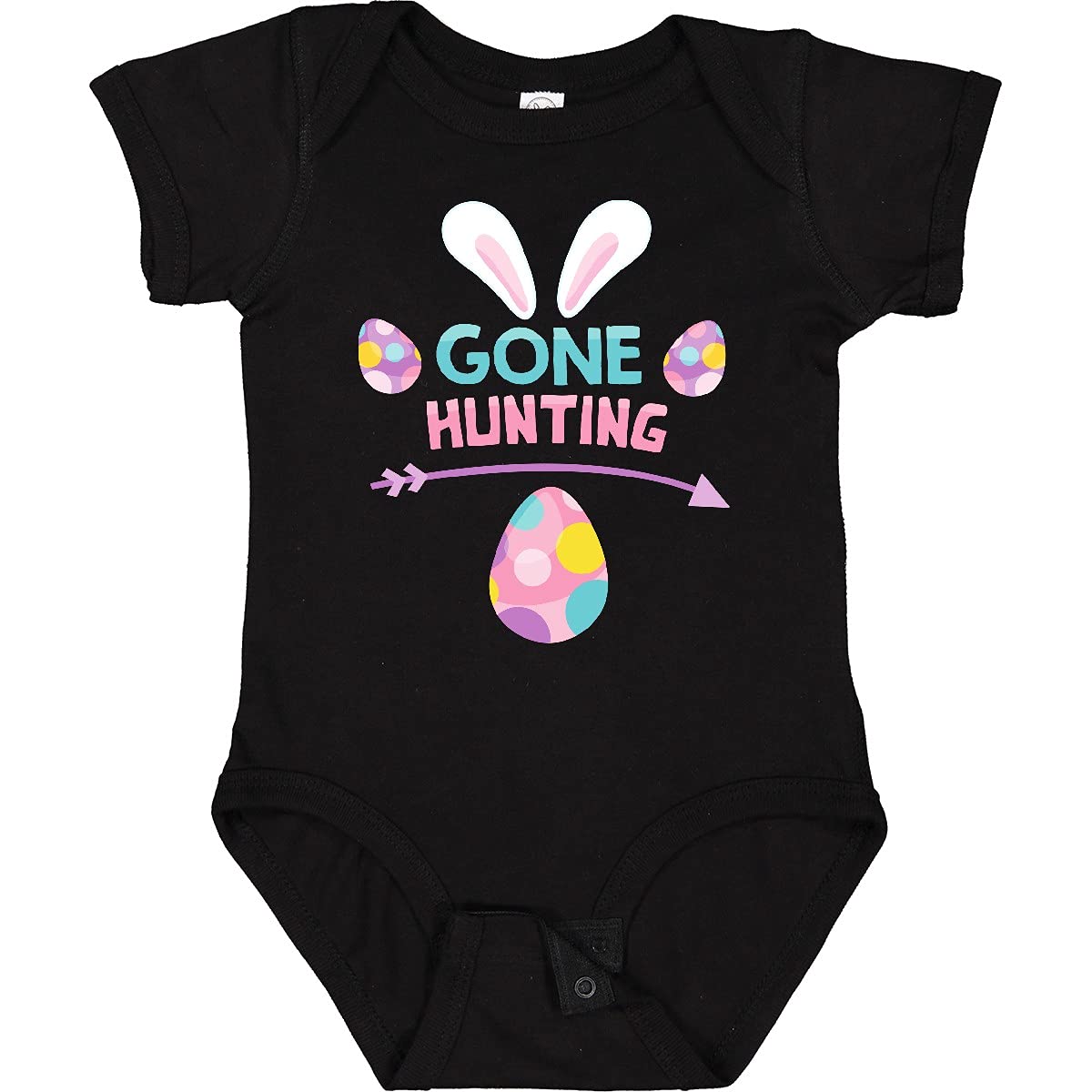 Inktastic Easter Baby Bodysuit - Gone Hunting with Bunny Ears & Easter Eggs Design | Cute Easter Outfit for Infants & Toddlers | Perfect for Easter Egg Hunts, Family Photos & Holiday Celebrations