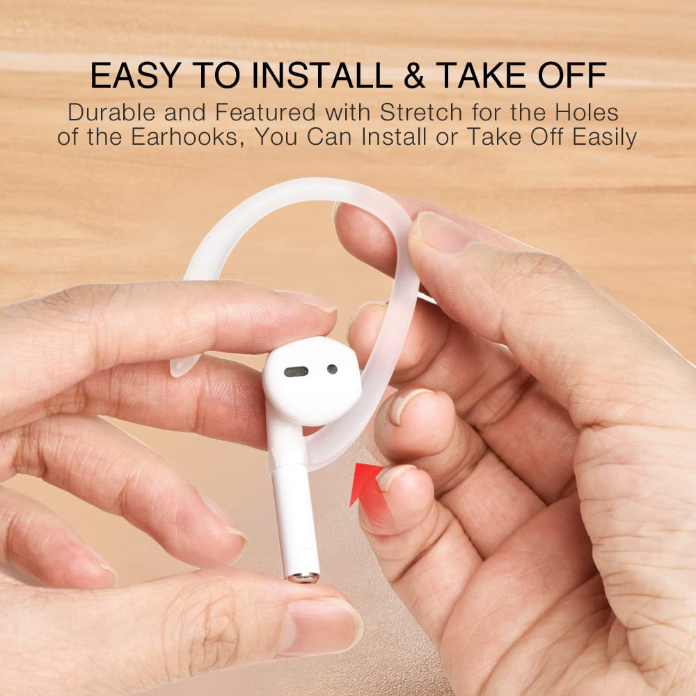 ICARER Anti-Slip Ear Hooks for AirPods 1/2/3/Pro - Secure Fit Sports Ear Hooks for Apple AirPods - Transparent Design - Perfect for Running, Gym Workouts & Outdoor Activities