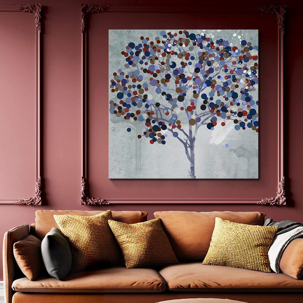 Wall26 Canvas Wall Art - Happy Tree Giclee Painting - 16x16 Inches - Perfect for Bedroom, Living Room, and Home Decoration