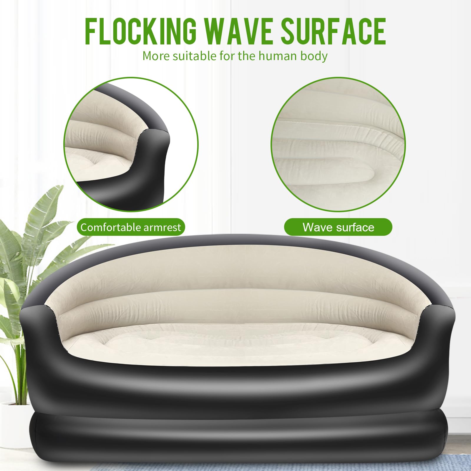**Double Inflatable Couch for Camping & Home - Portable Air Lounger Sofa Mattress for Adults, Outdoor & Indoor Use (No Pump Included) - Perfect for Beach, Picnics, Backyard & Living Room Relaxation**