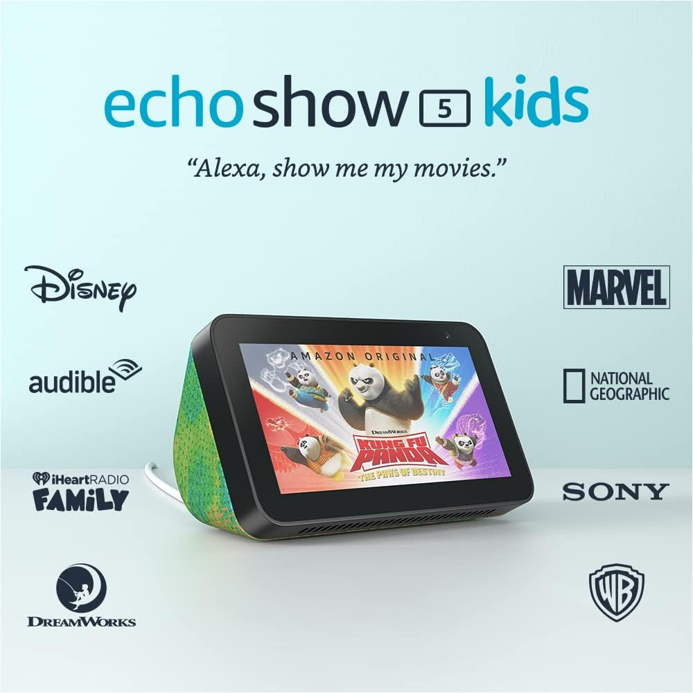 Amazon Echo Show 5 (2nd Gen) Kids Edition - Smart Display with Alexa, Chameleon Design (Brand New) - Perfect for Kids' Rooms, Learning & Entertainment