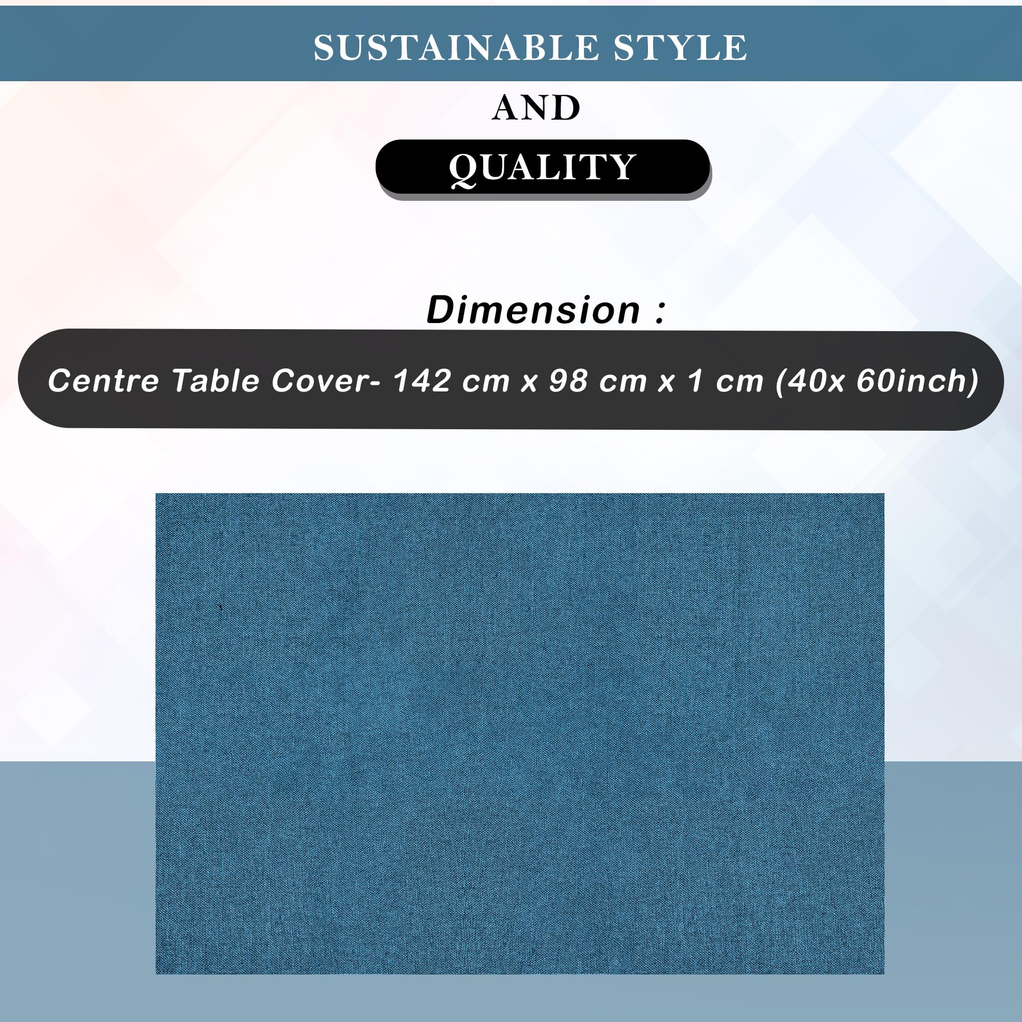 Premium Jute Table Cover 40x60 Inch - Natural & Durable Kitchen Dining Tablecloth for 4 Seater | Decorative Centerpiece for Living Room, Study & Tea Tables | Blue Woven Fabric Protector | Water Resistant & Washable