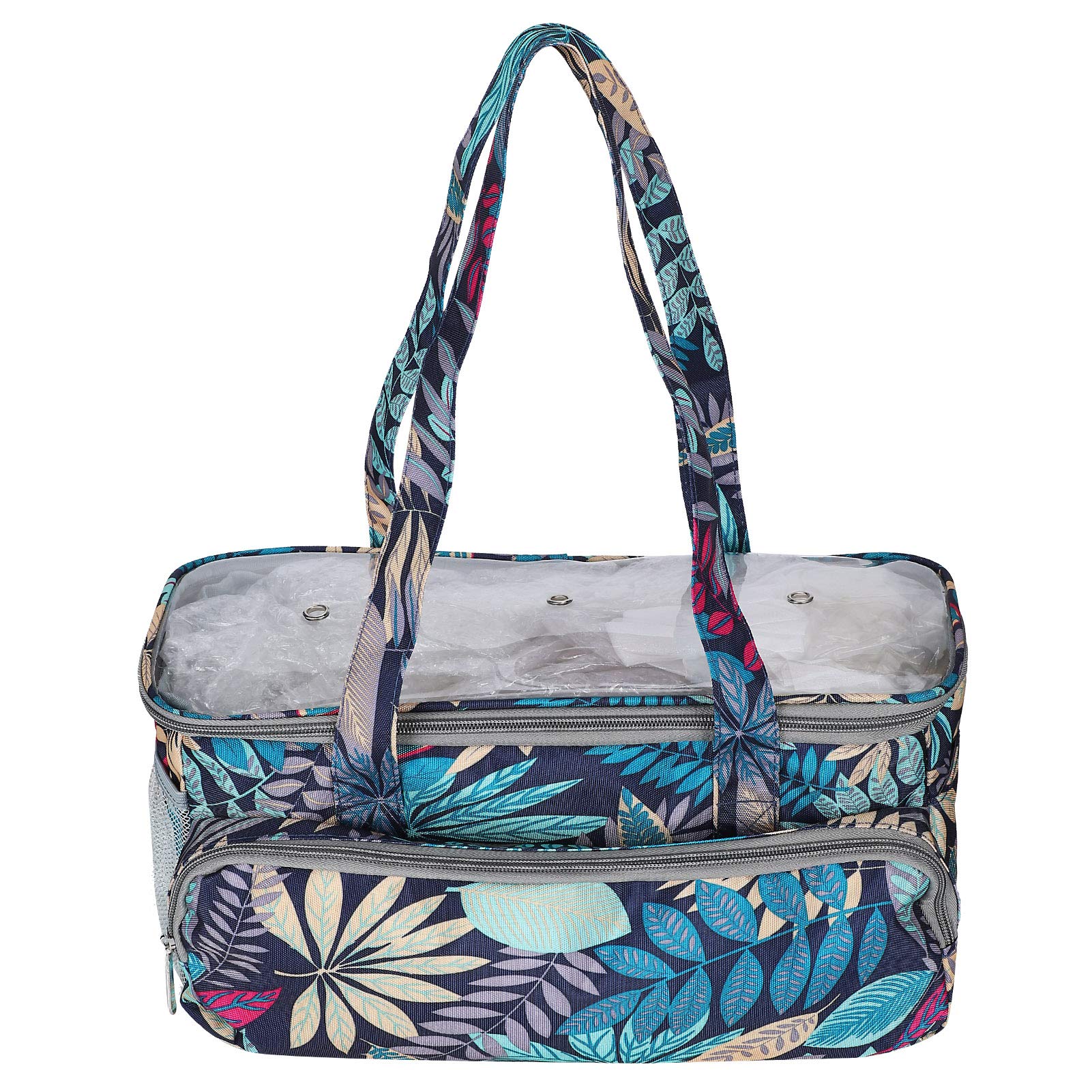 Handmade Knitting Crochet Tote Bag - Printed Wool Yarn Organizer for Sewing Tools & Crochet Supplies Storage - Perfect for Knitting Projects, Craft Storage & On-the-Go Needlework (Blue)