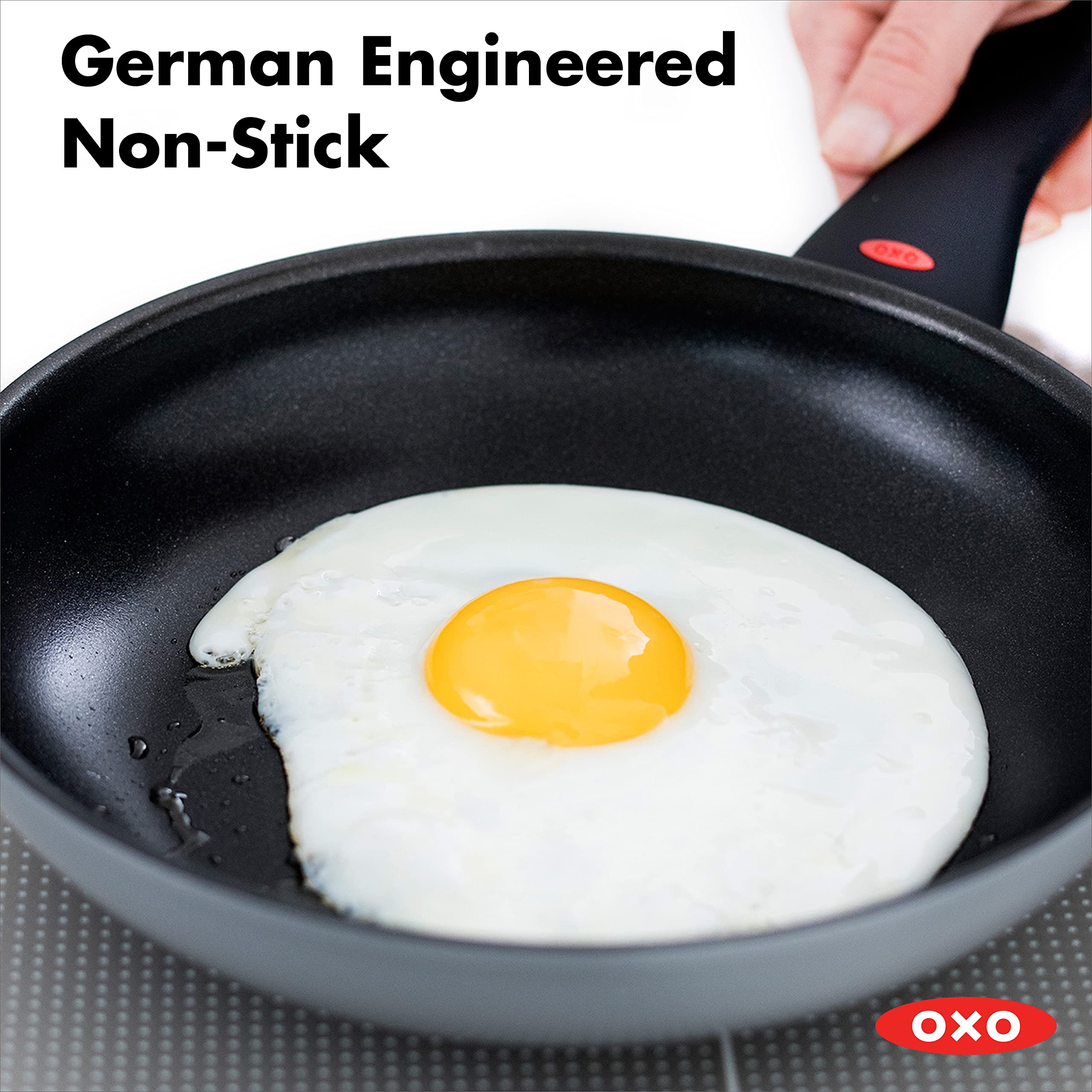 OXO Softworks Hard Anodized 20cm Nonstick Frying Pan - 3-Layer German Engineered Coating, Stainless Steel Handle, Induction & Oven Safe (180°C), Dishwasher Safe - Perfect for Searing, Frying & Sauteing in Professional & Home Kitchens