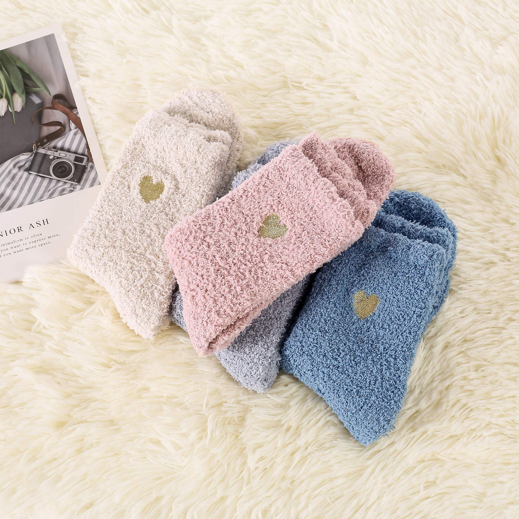 Zando Women's Soft Fuzzy Socks - Thick Warm Winter Slipper Socks for Women, Cozy Fluffy Non-Slip House Socks for Sleeping, Lounging & Relaxing at Home