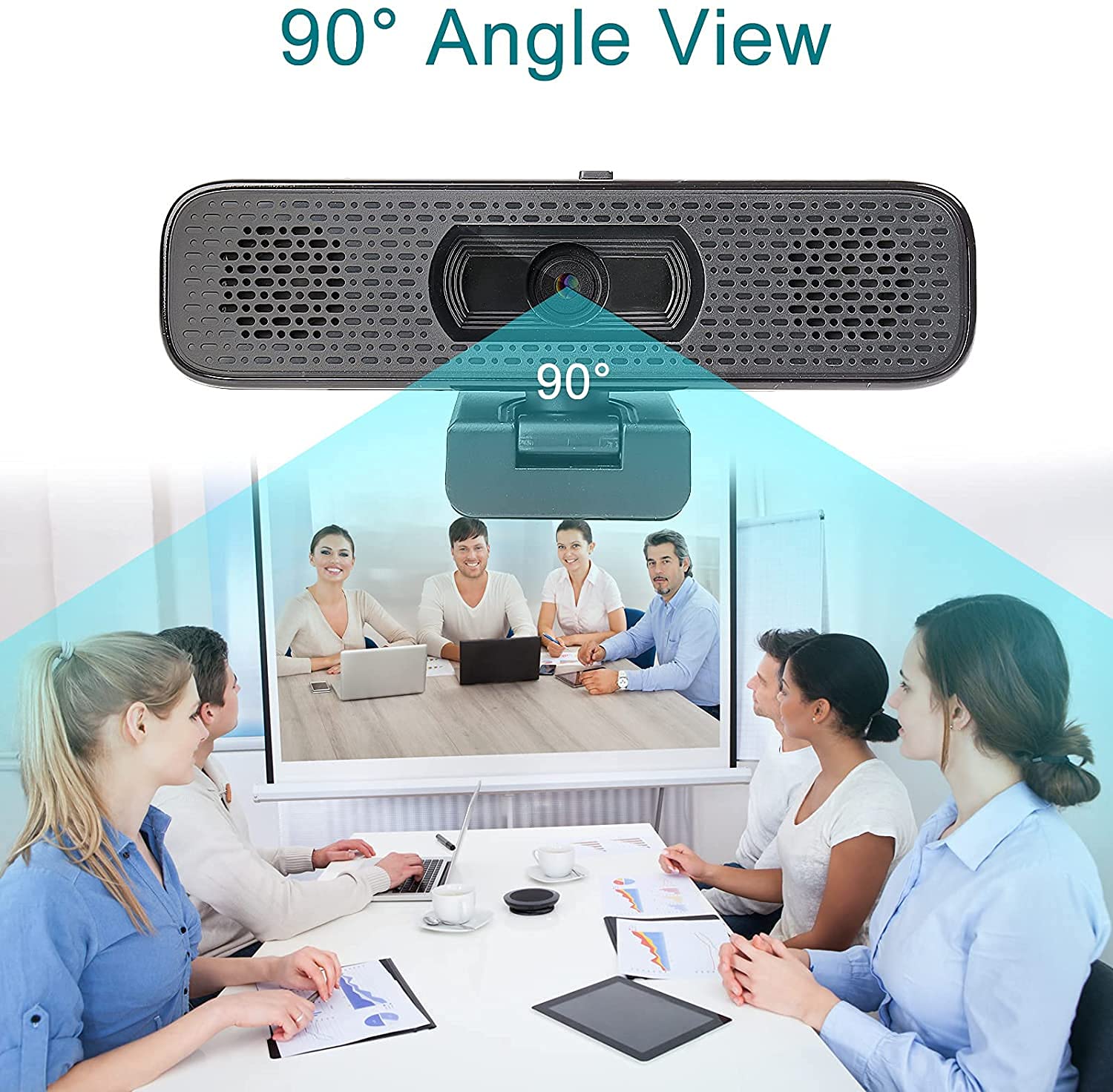 1080P HD Webcam with Built-in Microphone & Dual Speakers - 90° Wide Angle USB Computer Web Camera with Privacy Cover for Video Conferencing, Online Teaching, YouTube Streaming & Skype Calls | Perfect for Remote Work, Virtual Classrooms & Content Creation