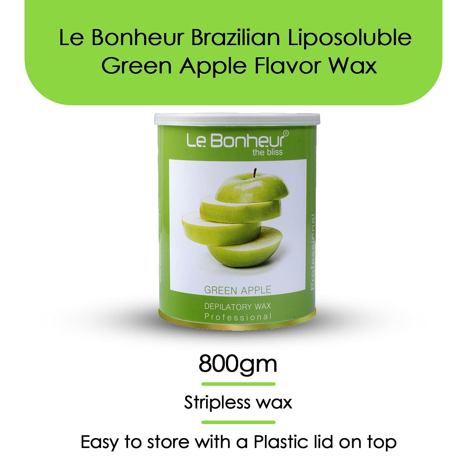 Green Apple Liposoluble Wax for Full Body Hair Removal | Sensitive Skin & Delicate Areas | 800g Waxing Kit | Perfect for Home Spa, Salon, or DIY Beauty Care